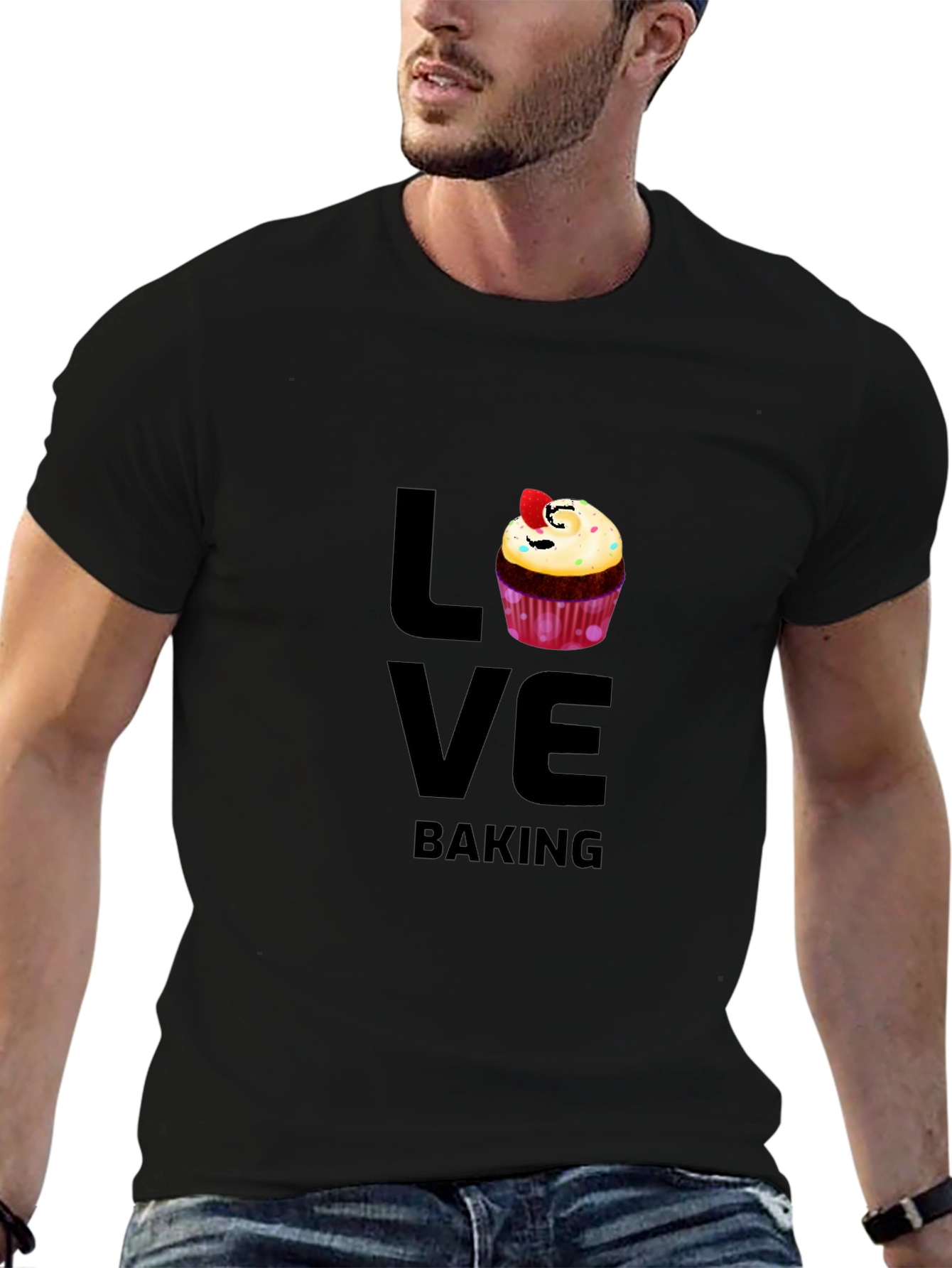 Love Baking Graphic T-Shirt - Cute Cupcake Design