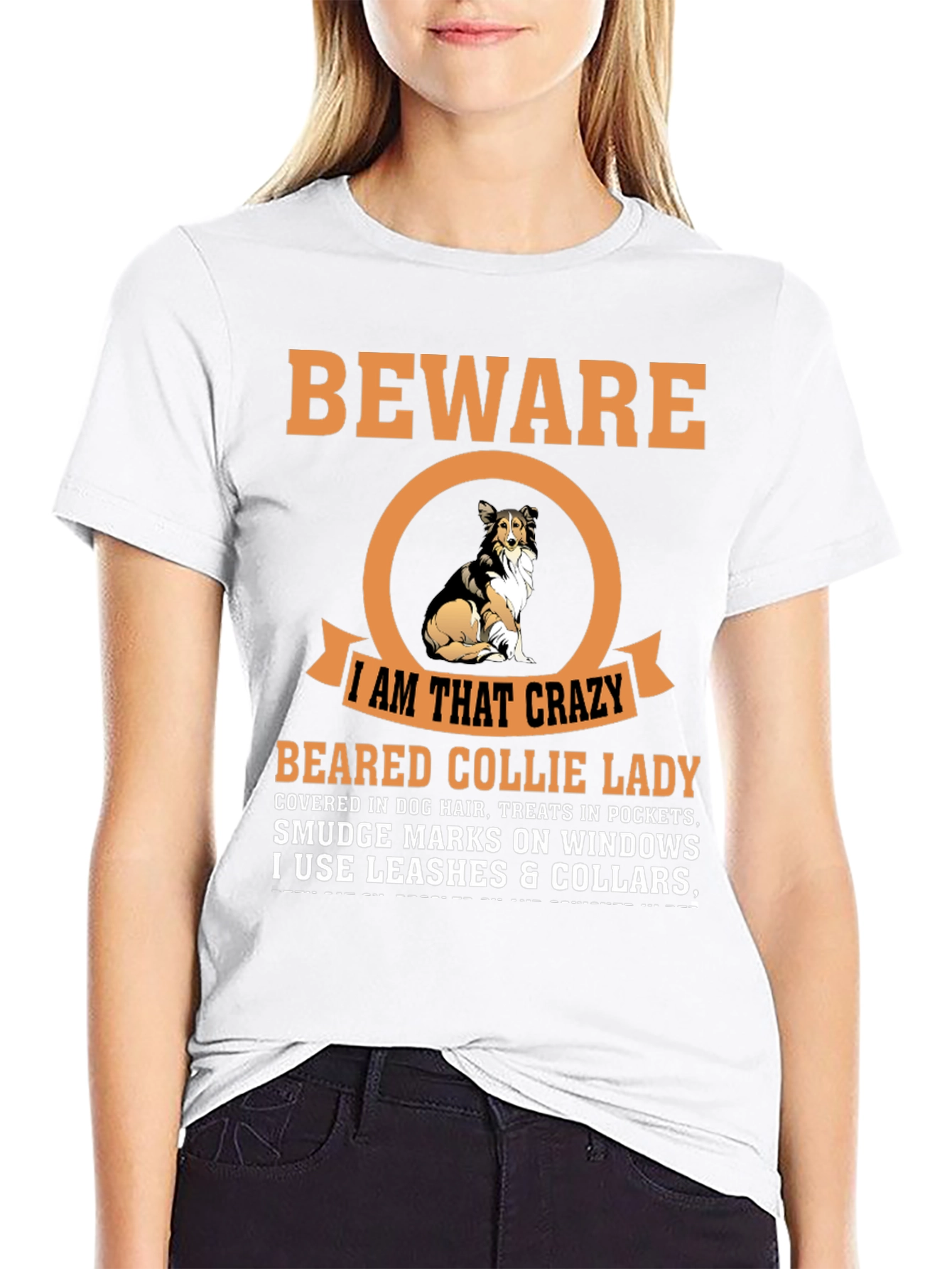 Crazy Bearded Collie Lady T-Shirt