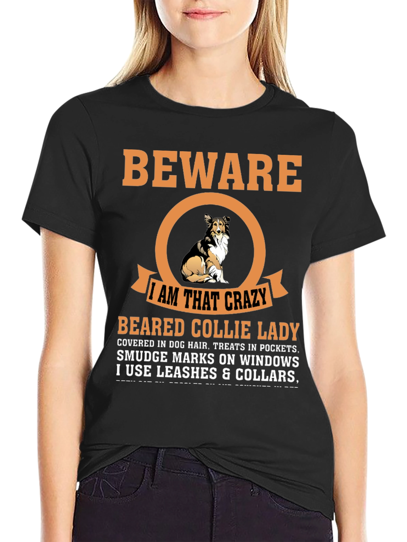 Crazy Bearded Collie Lady T-Shirt