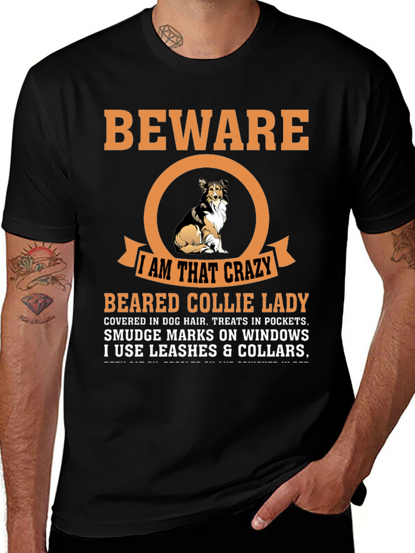 Crazy Bearded Collie Lady T-Shirt