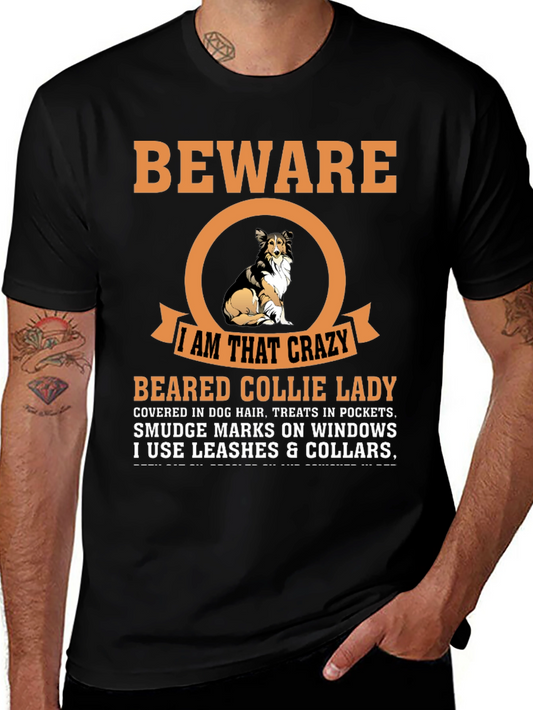 Crazy Bearded Collie Lady T-Shirt
