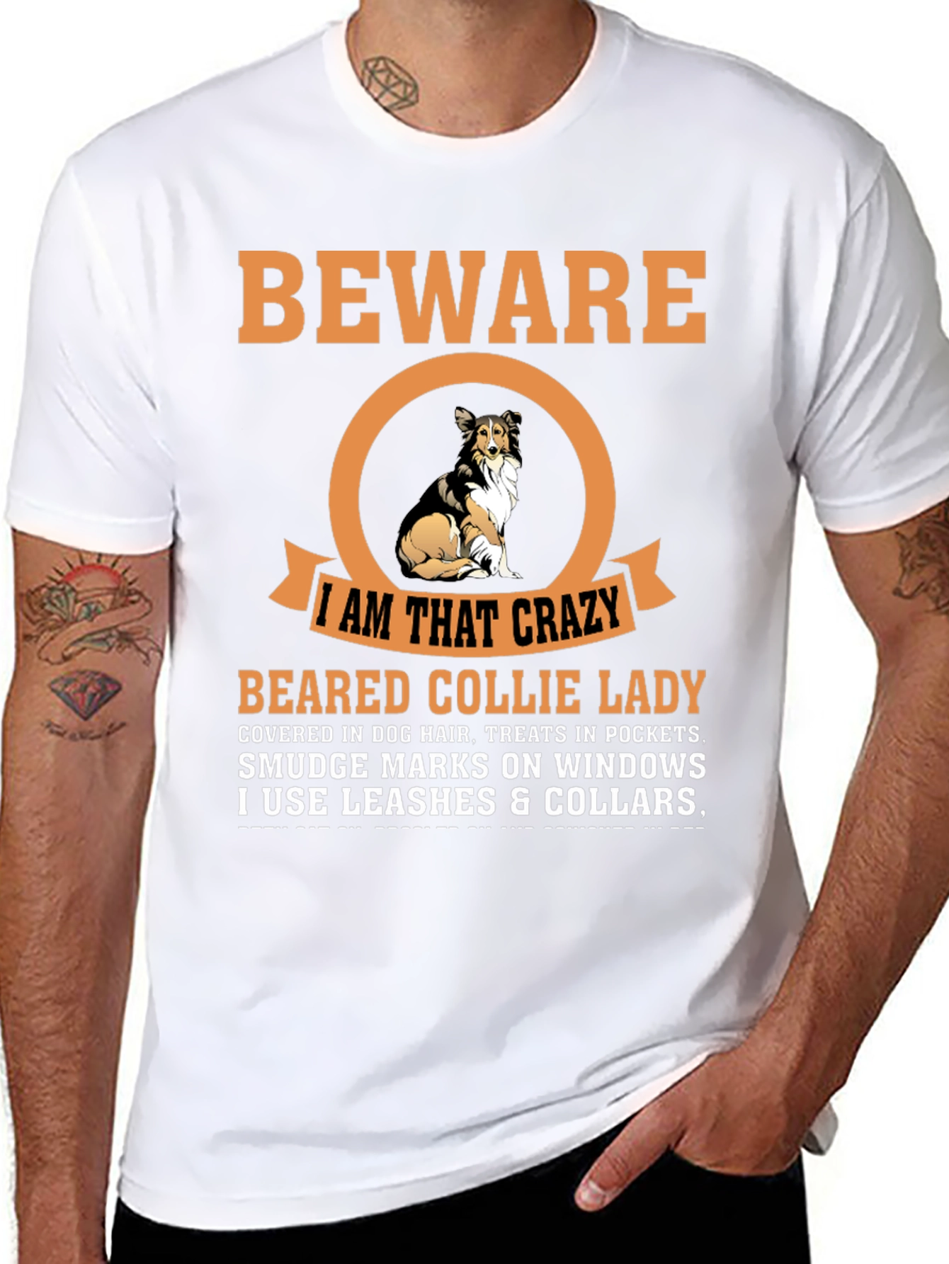 Crazy Bearded Collie Lady T-Shirt