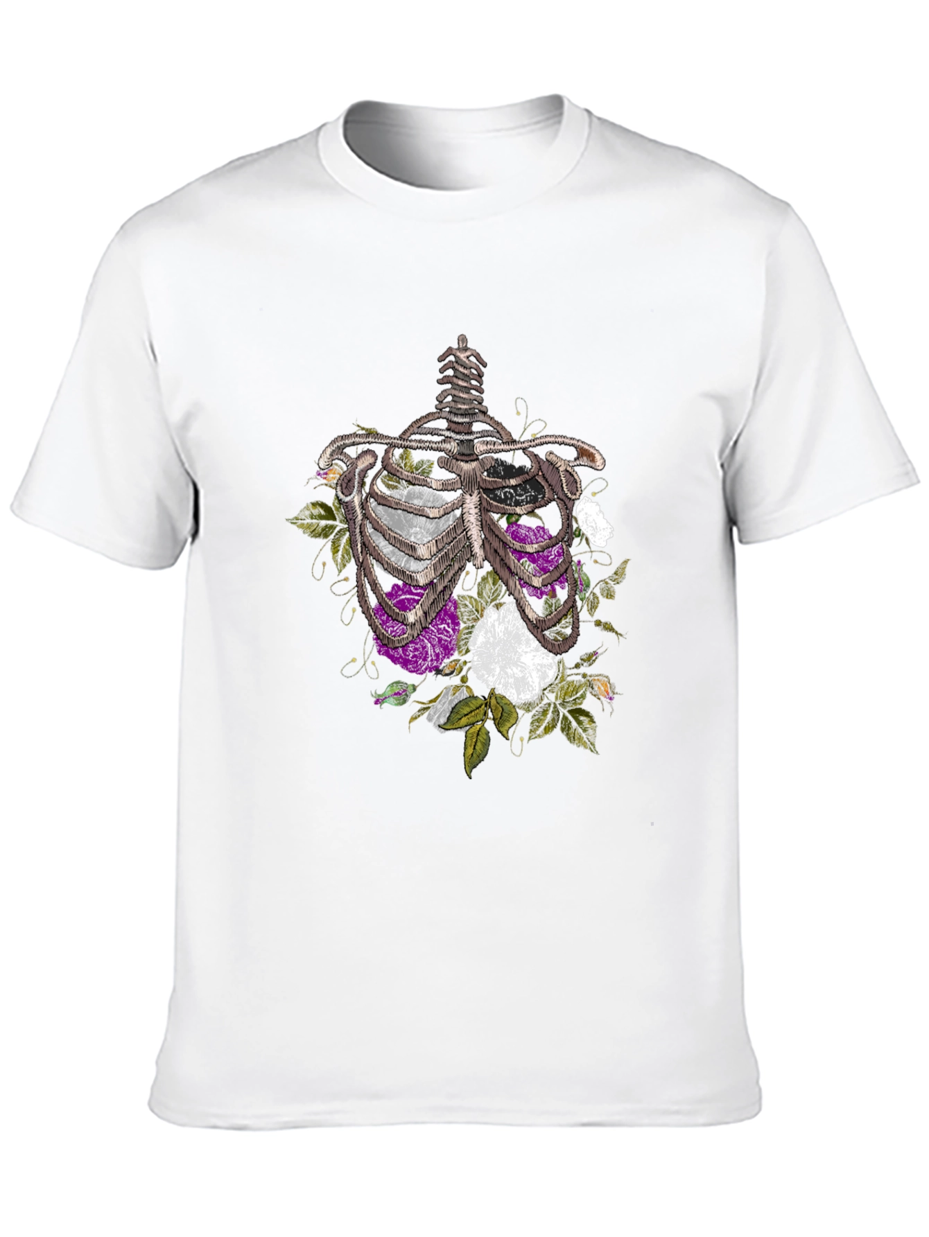 Floral Rib Cage Graphic Tee - Black