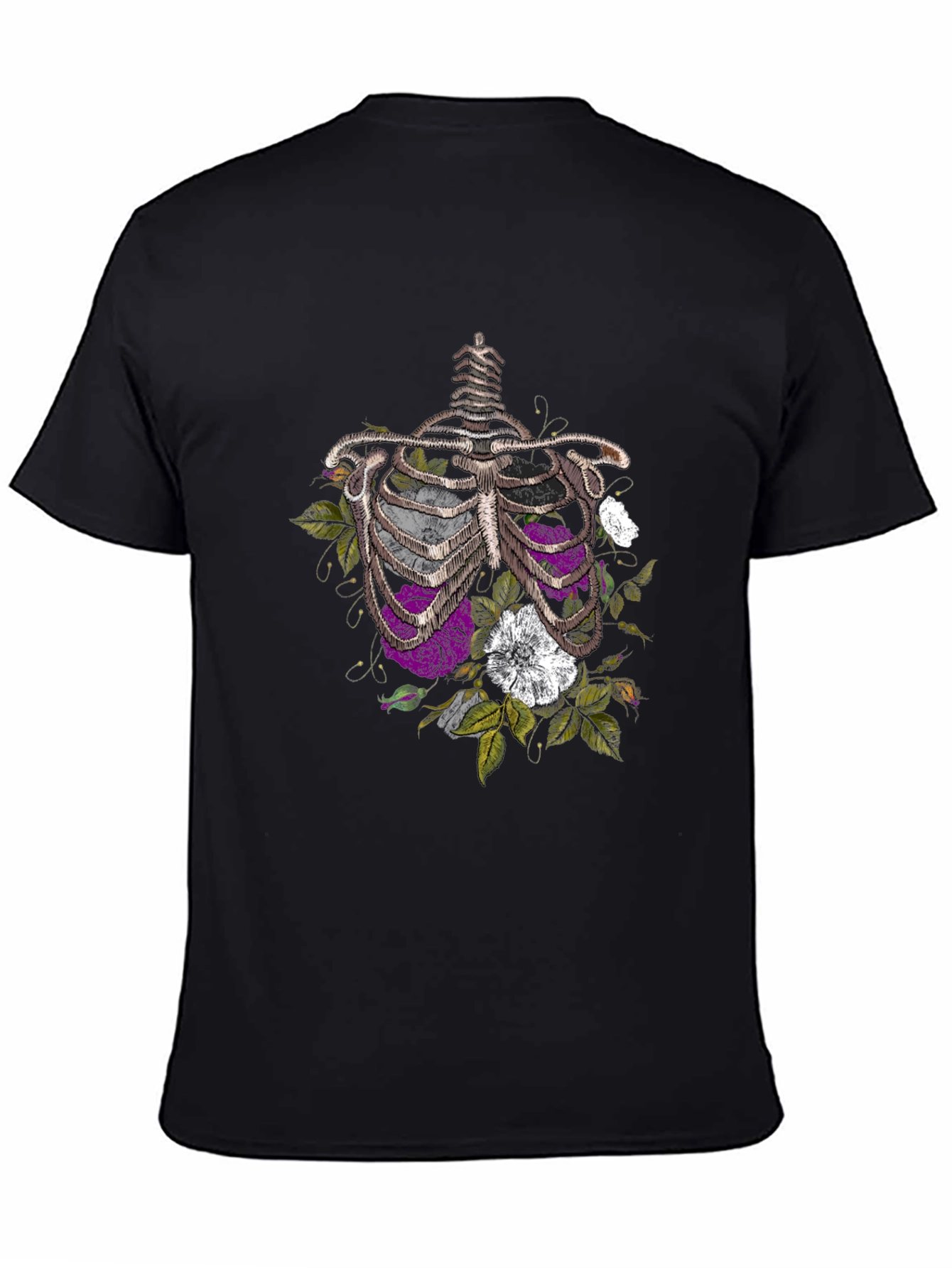 Floral Rib Cage Graphic Tee - Black