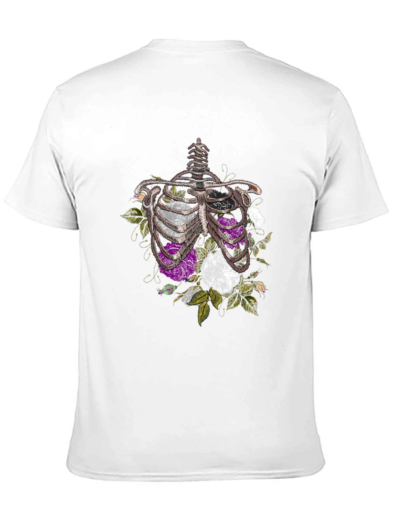 Floral Rib Cage Graphic Tee - Black