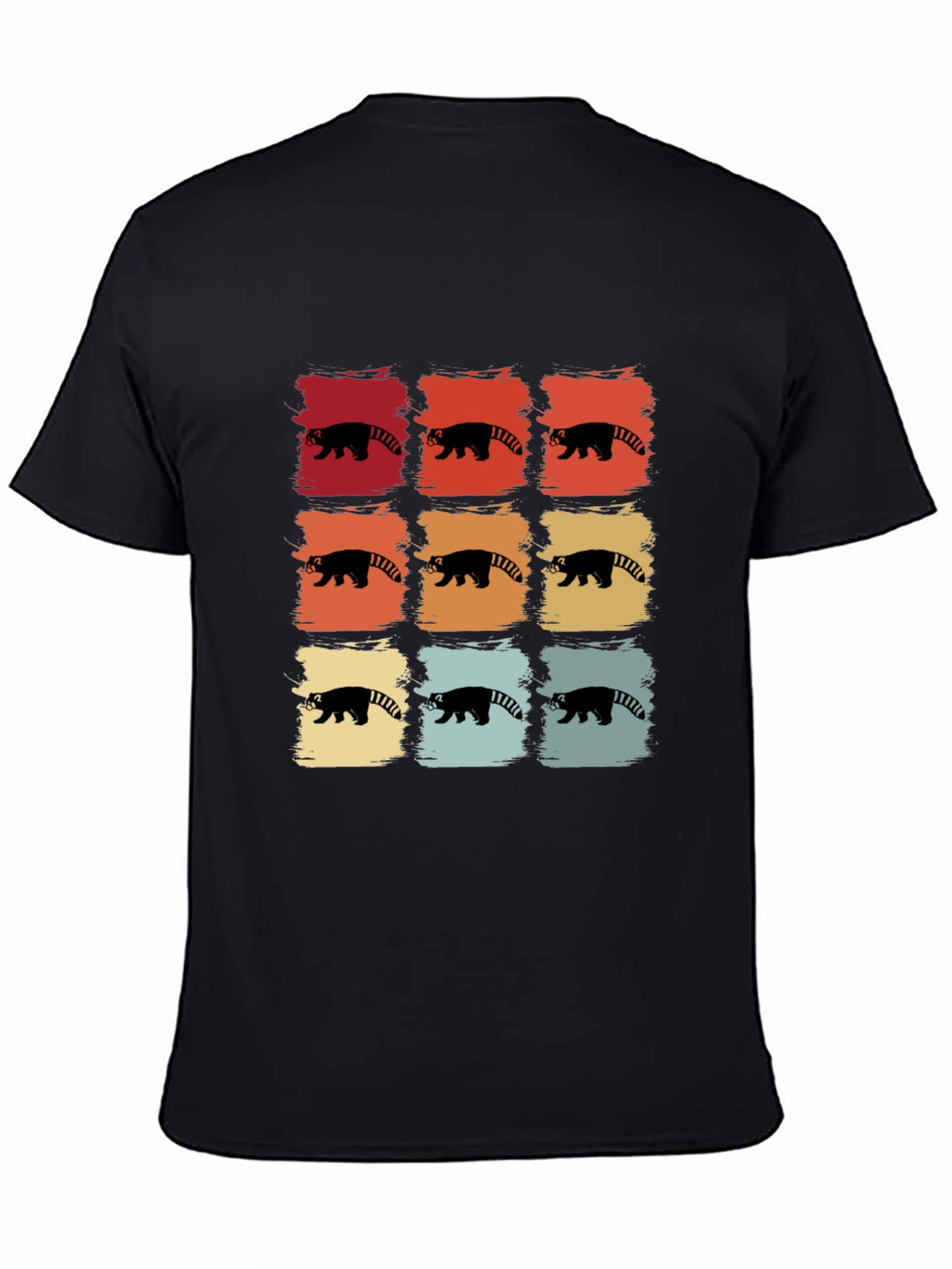 Retro Red Panda T-Shirt - 9 Grid Design