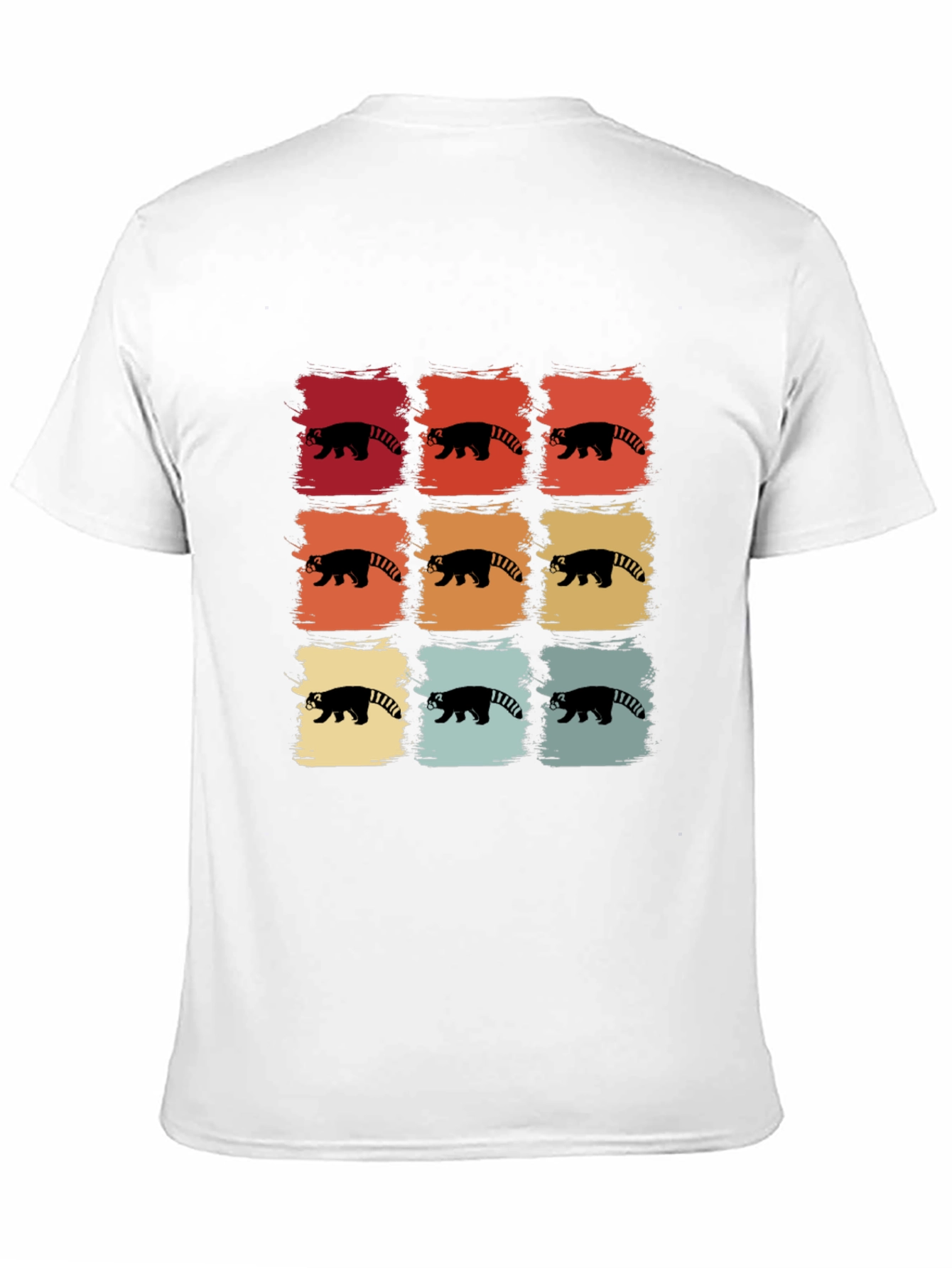 Retro Red Panda T-Shirt - 9 Grid Design