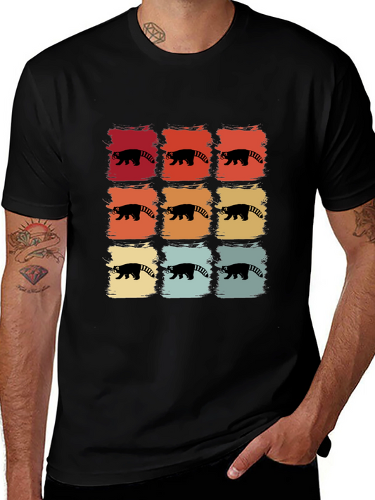 Retro Red Panda T-Shirt - 9 Grid Design