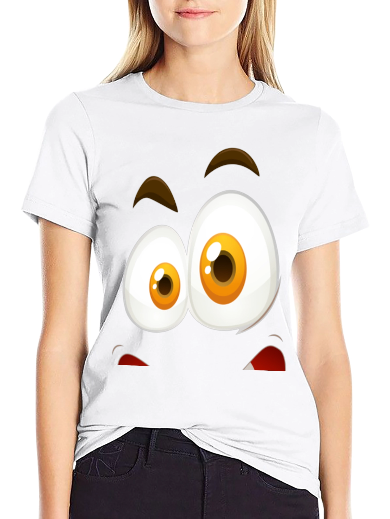 Funny Face Graphic T-Shirt - Black Cotton Blend