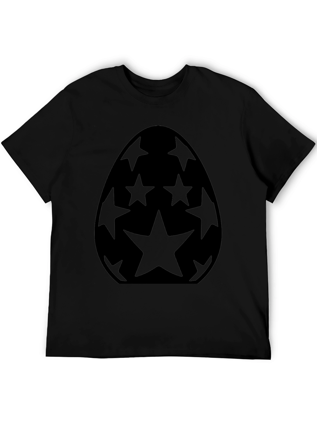 Starry Easter Egg Graphic Tee - Black Cotton Blend