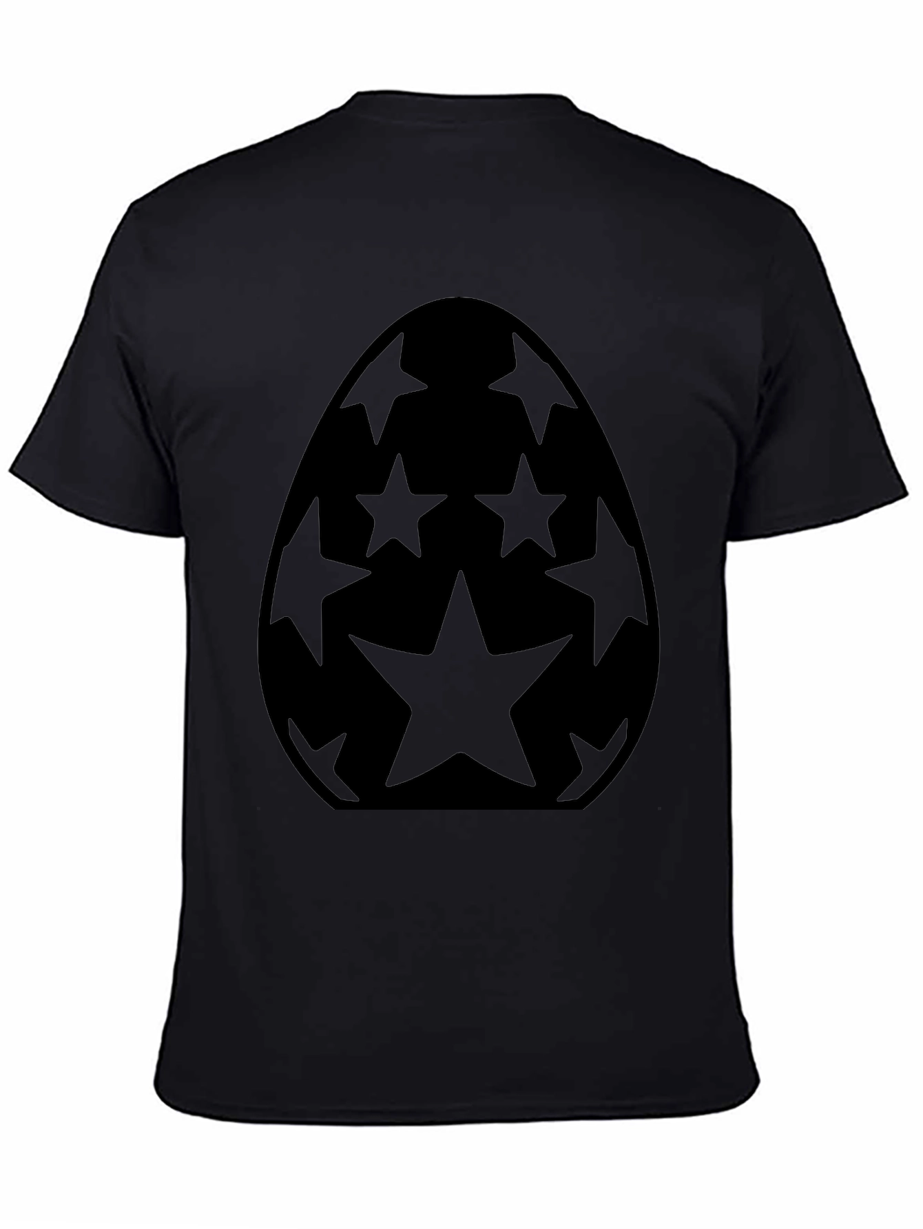 Starry Easter Egg Graphic Tee - Black Cotton Blend
