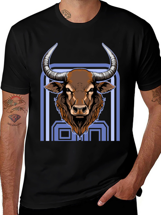 Bull Graphic Print Black T-Shirt