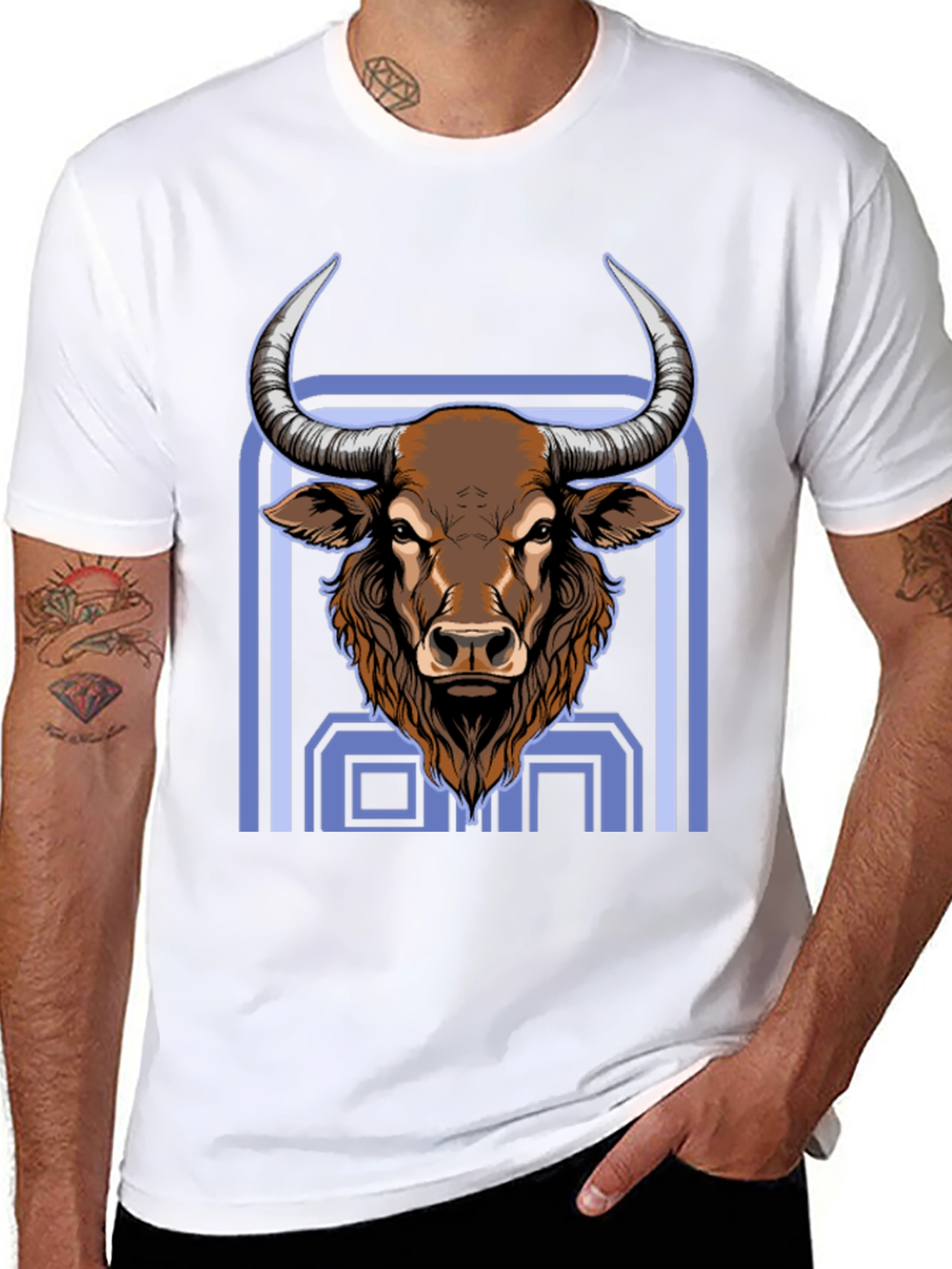 Bull Graphic Print Black T-Shirt
