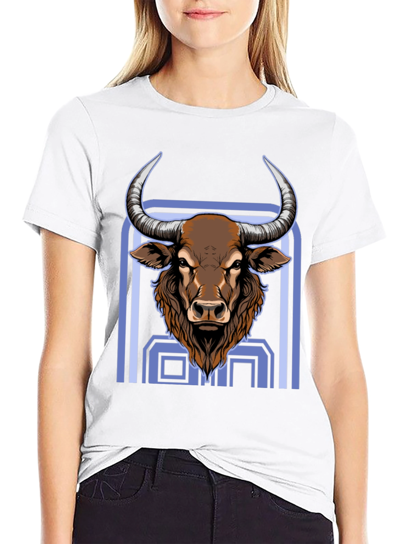 Bull Graphic Print Black T-Shirt