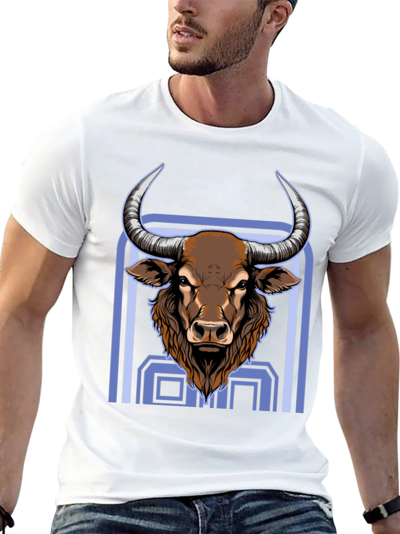 Bull Graphic Print Black T-Shirt