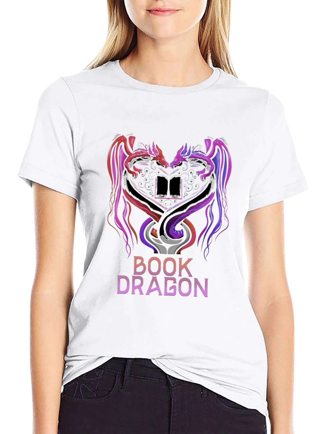 Book Dragon Graphic T-Shirt - Literary Fantasy Tee