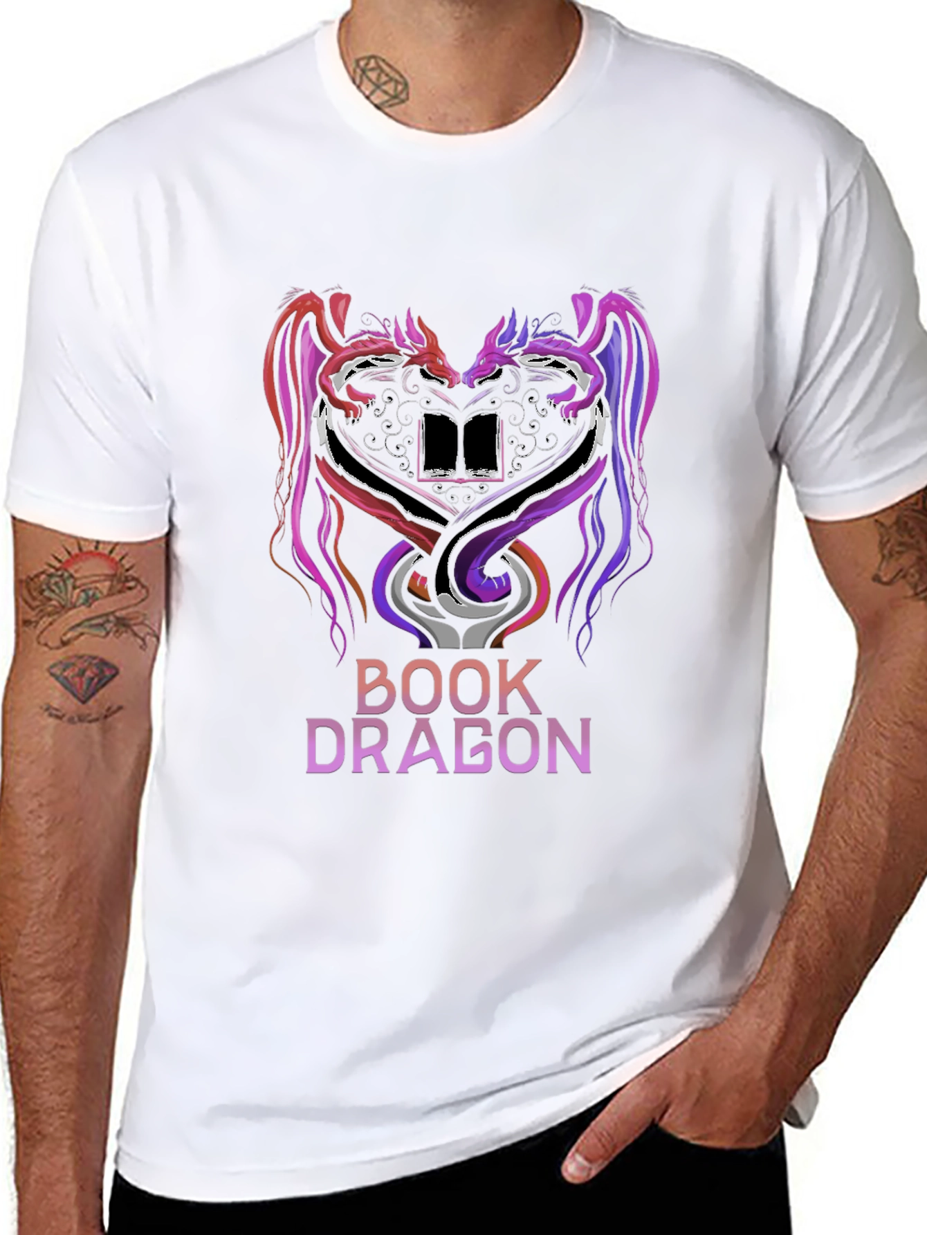 Book Dragon Graphic T-Shirt - Literary Fantasy Tee
