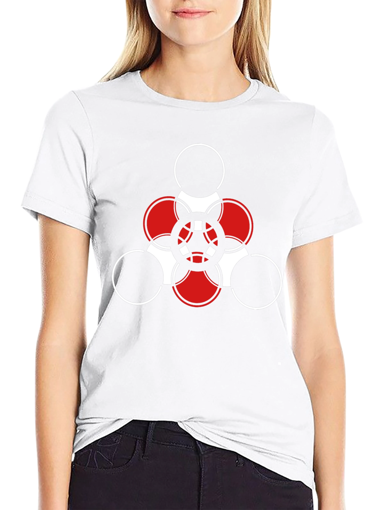 Geometric Pattern Graphic T-Shirt - Black