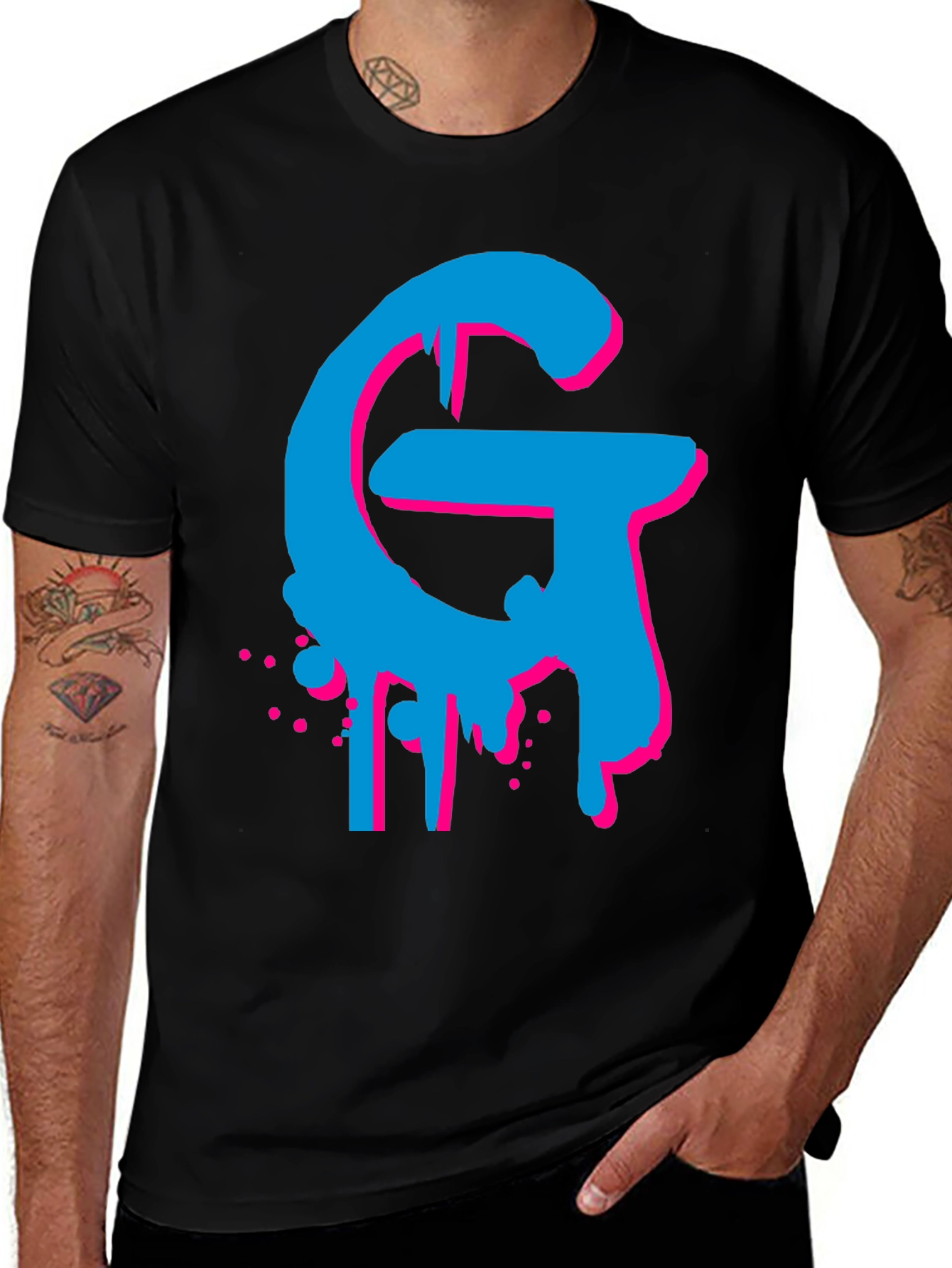 Bold Graphic Tee - Cyan and Magenta G Design