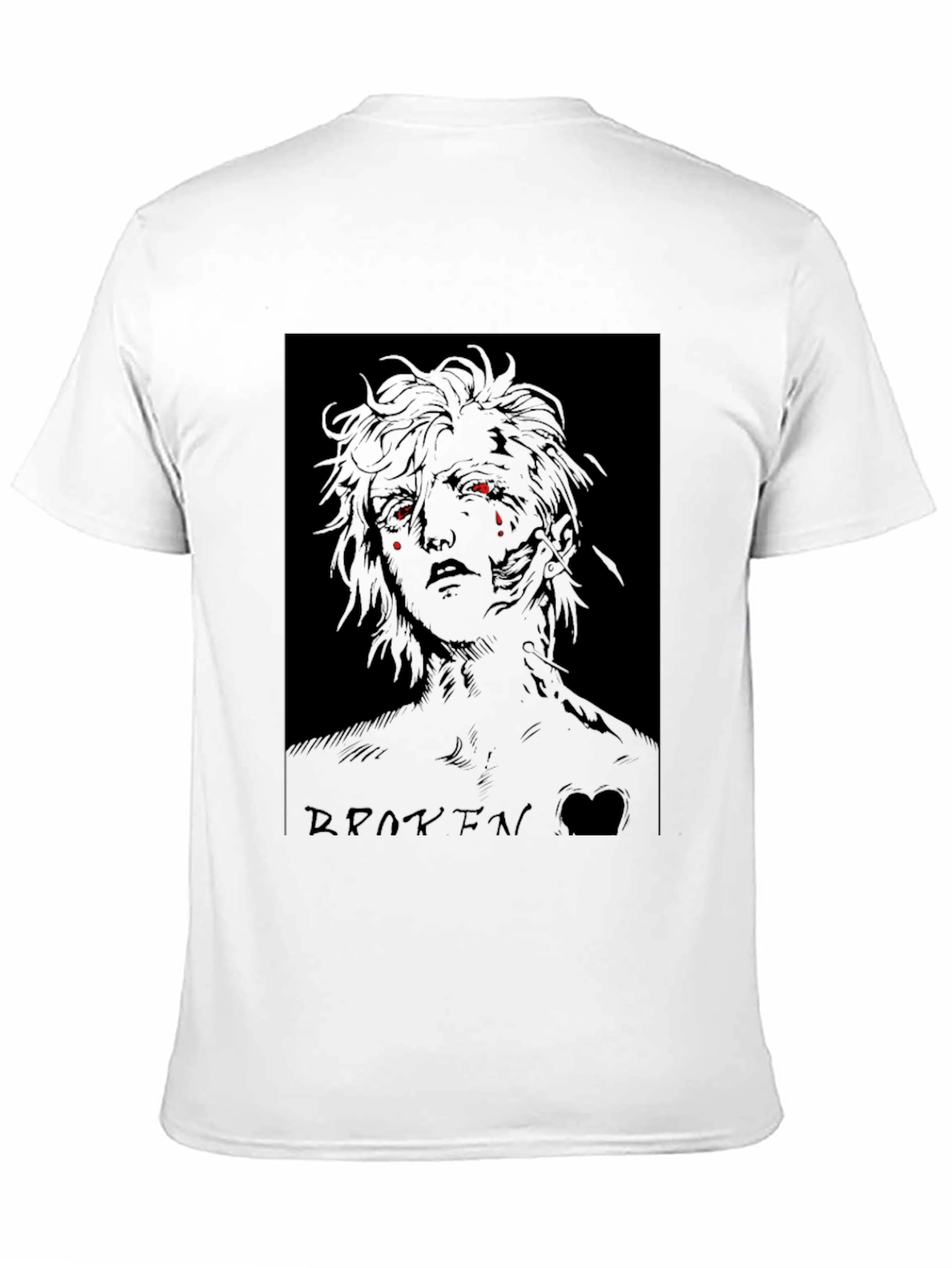 Broken Anime Character Graphic Black T-Shirt