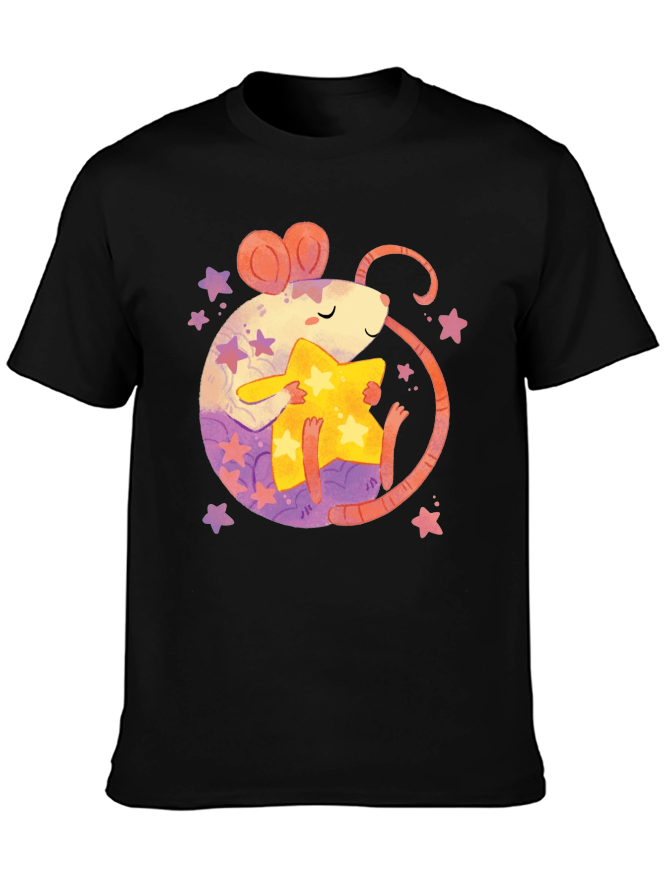 Cute Rat & Star Graphic T-Shirt
