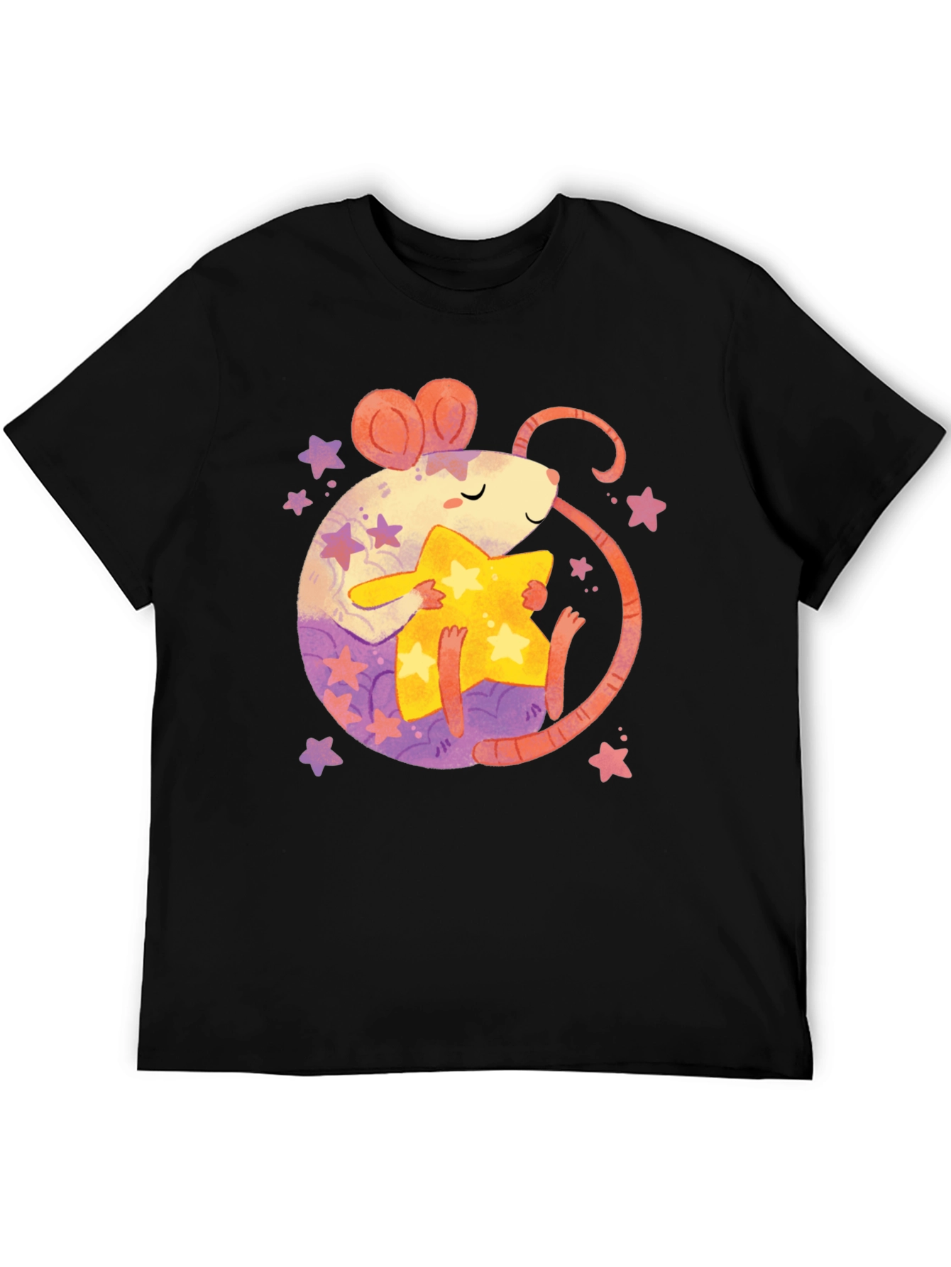 Cute Rat & Star Graphic T-Shirt