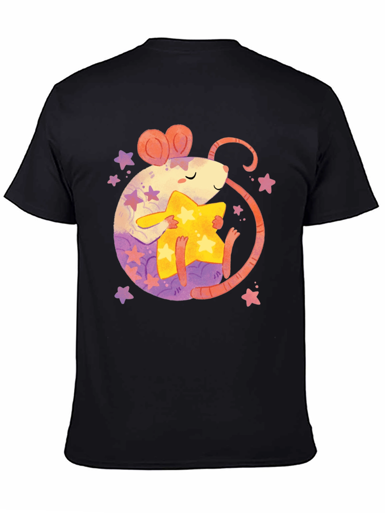 Cute Rat & Star Graphic T-Shirt
