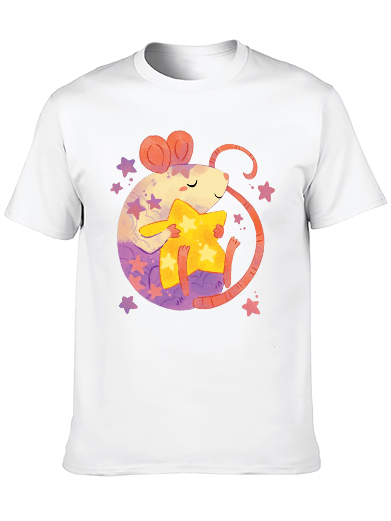 Cute Rat & Star Graphic T-Shirt