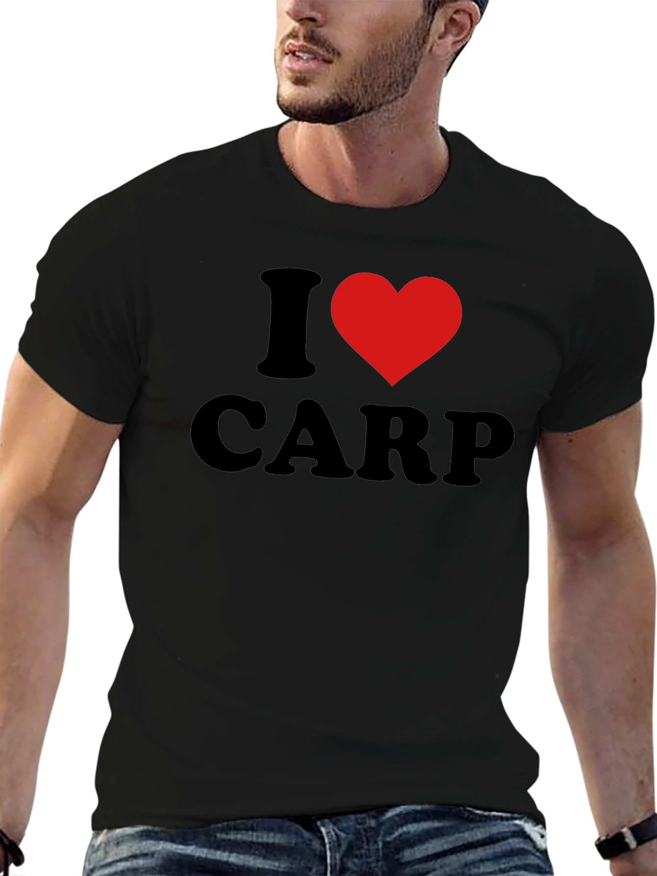 I Heart Carp Graphic T-Shirt - Black Cotton Tee