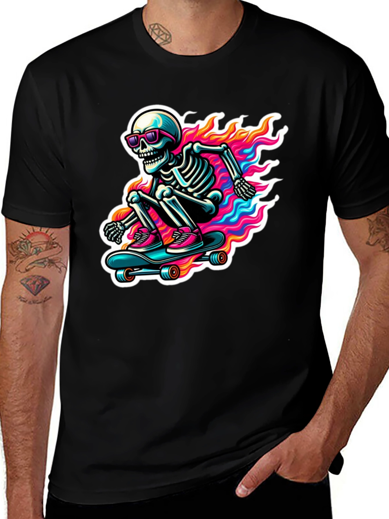 Cool Skeleton Skateboard T-Shirt