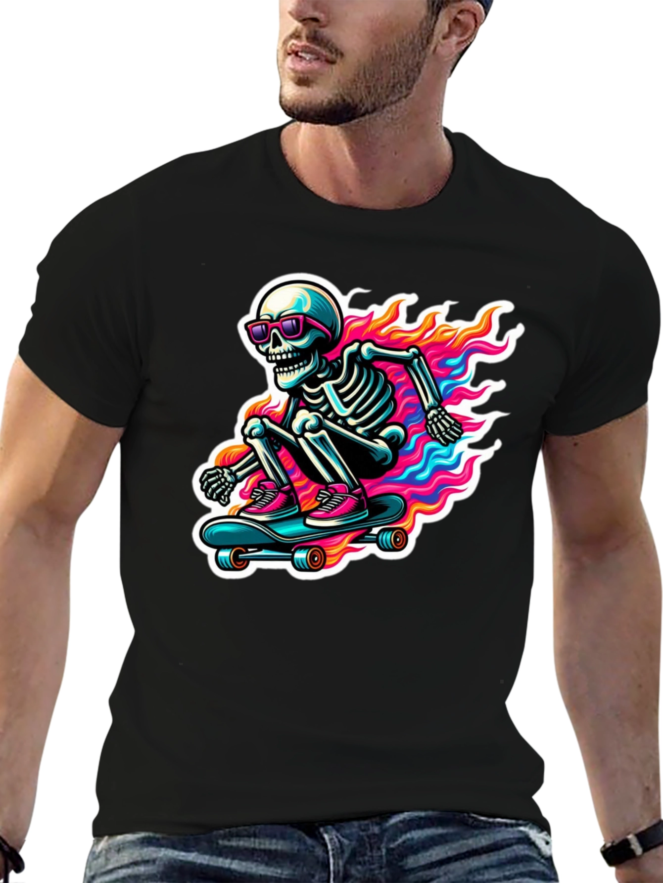 Cool Skeleton Skateboard T-Shirt