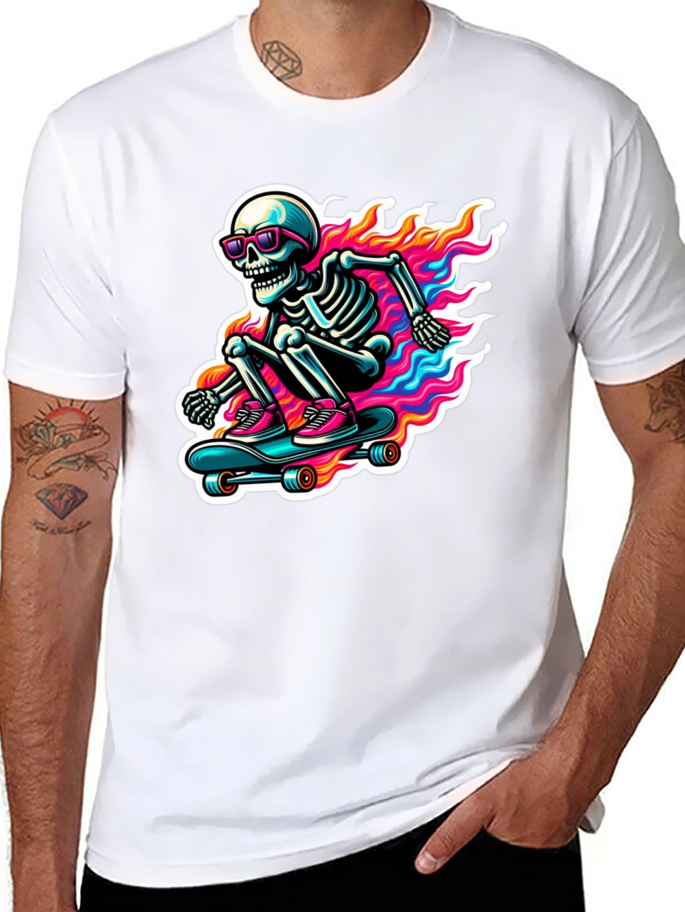 Cool Skeleton Skateboard T-Shirt