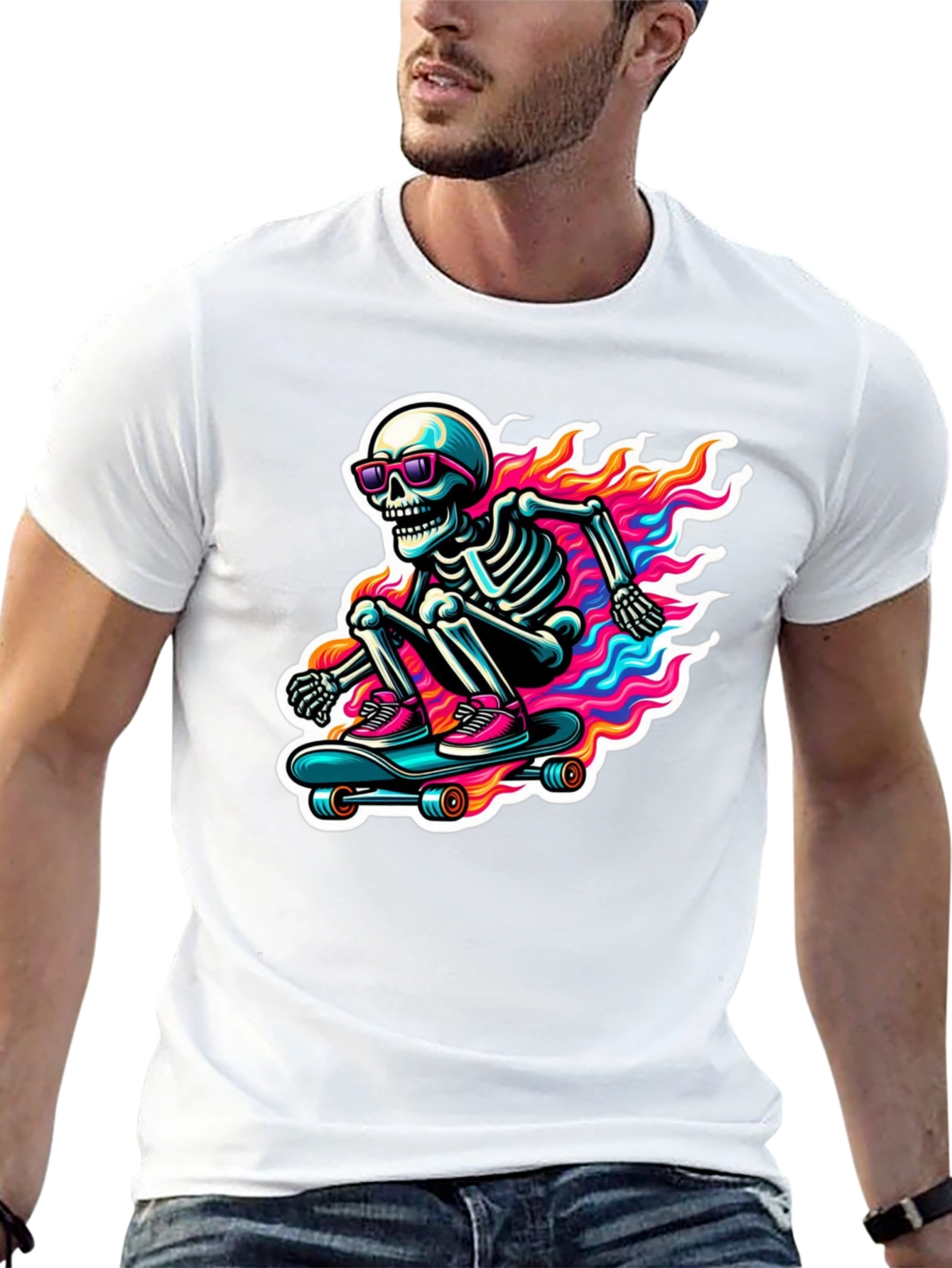 Cool Skeleton Skateboard T-Shirt