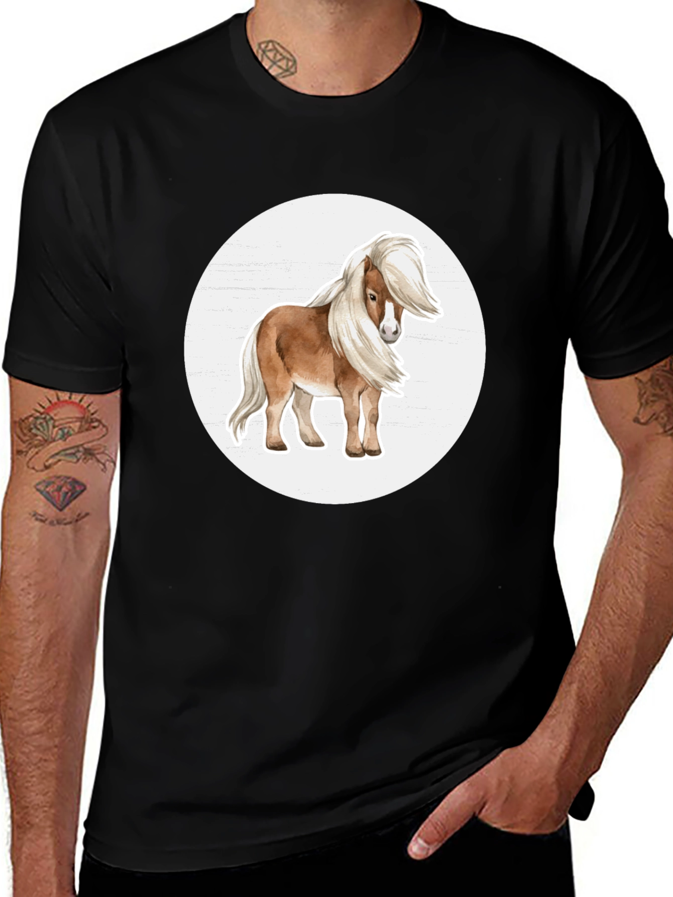 Pony Graphic Tee - Black Unisex T-Shirt
