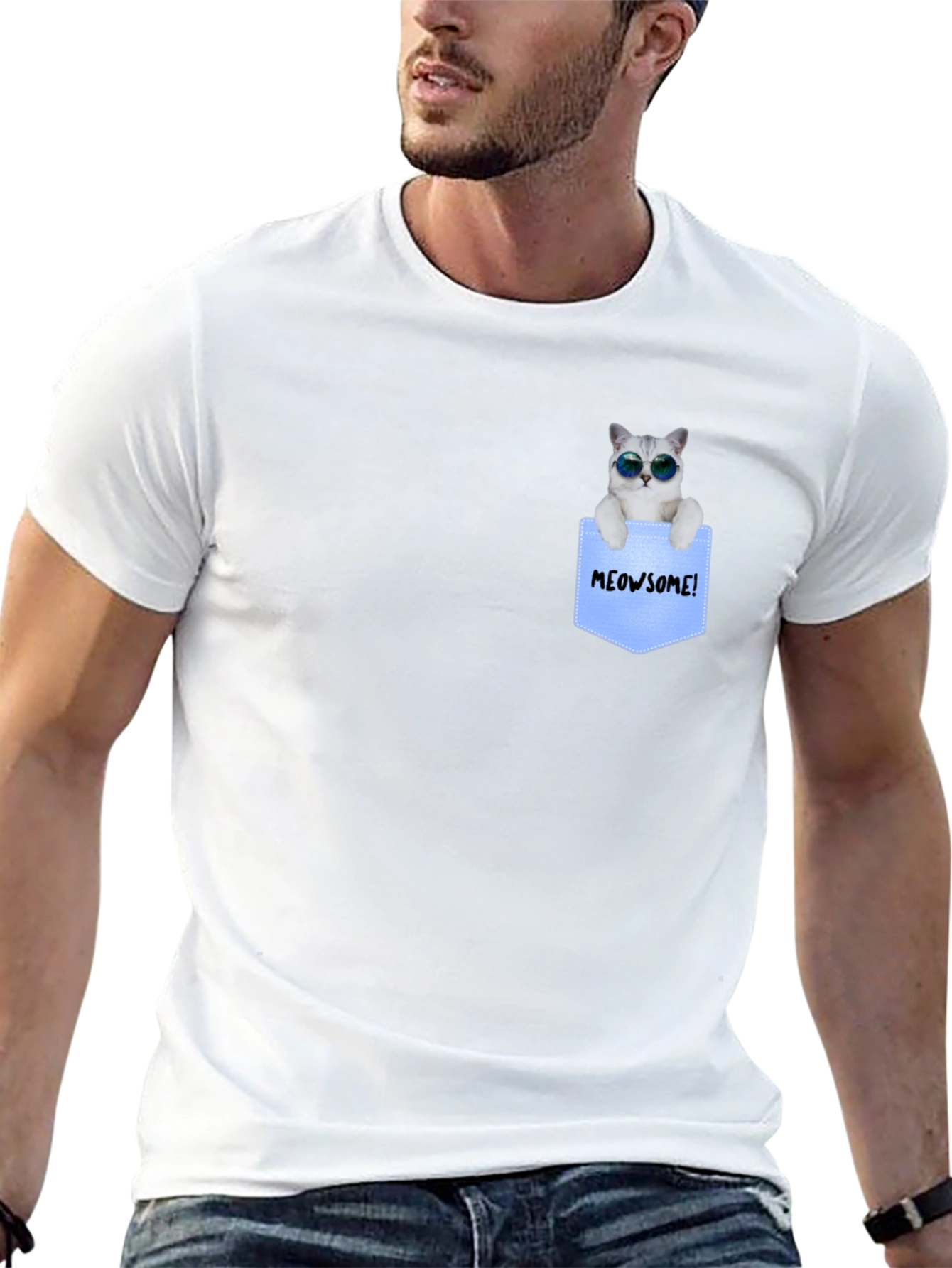 Cool Cat Pocket T-Shirt - Meowsome!
