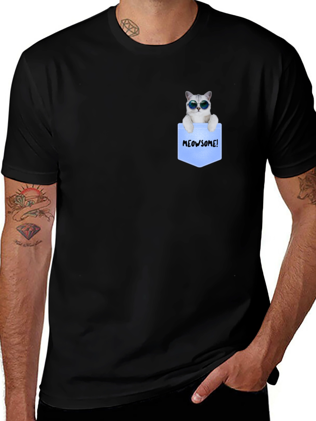 Cool Cat Pocket T-Shirt - Meowsome!