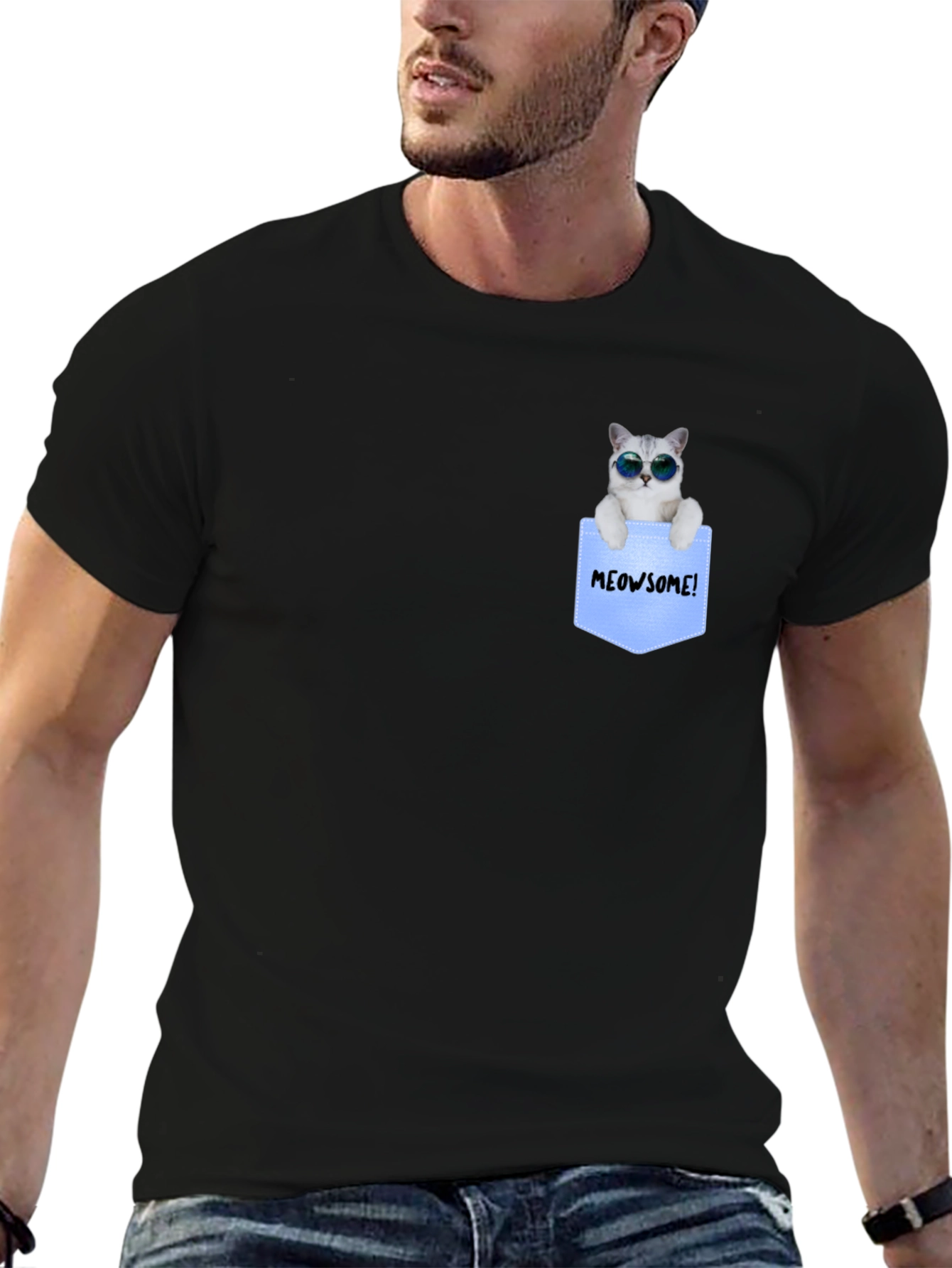 Cool Cat Pocket T-Shirt - Meowsome!