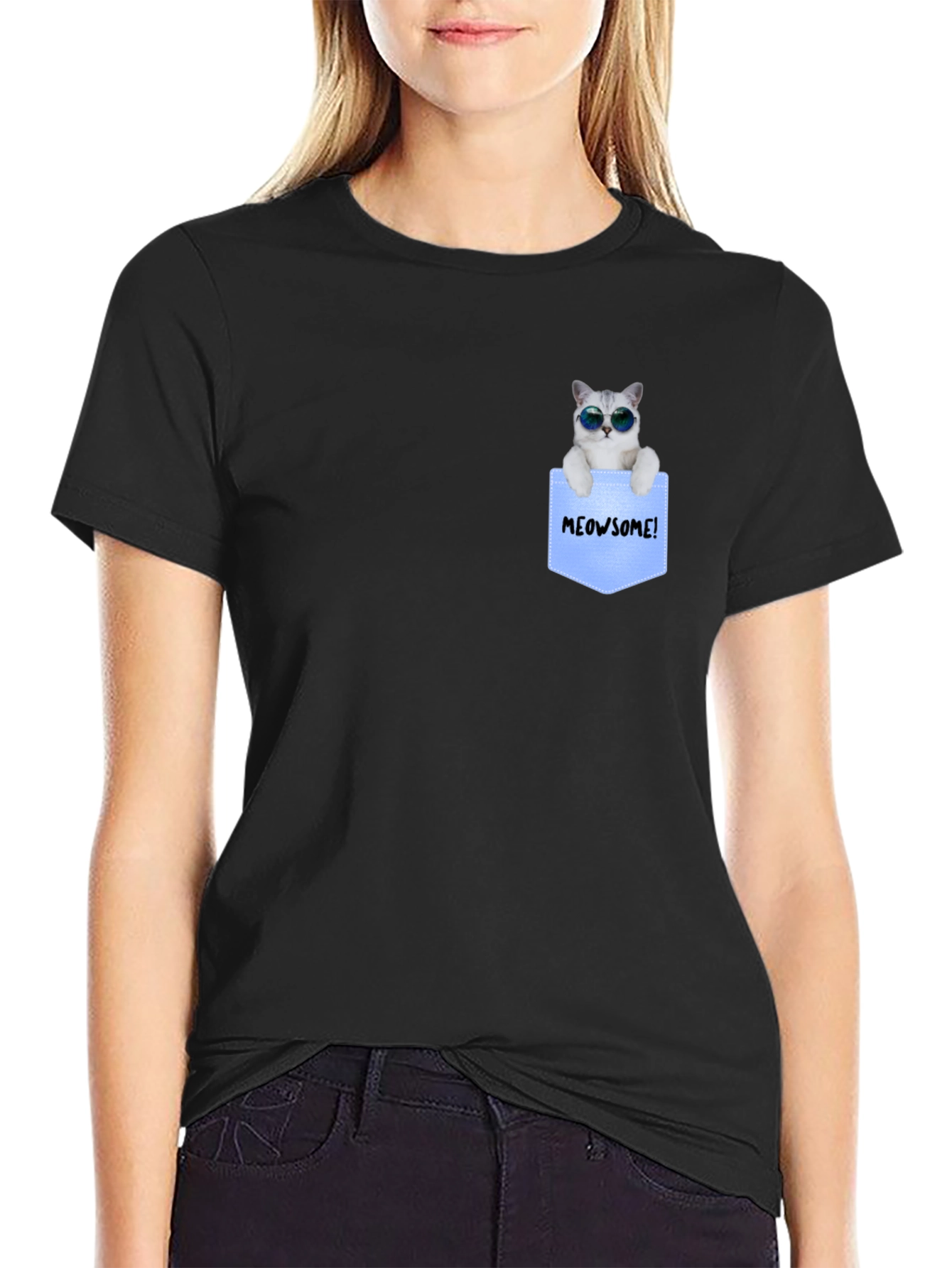Cool Cat Pocket T-Shirt - Meowsome!
