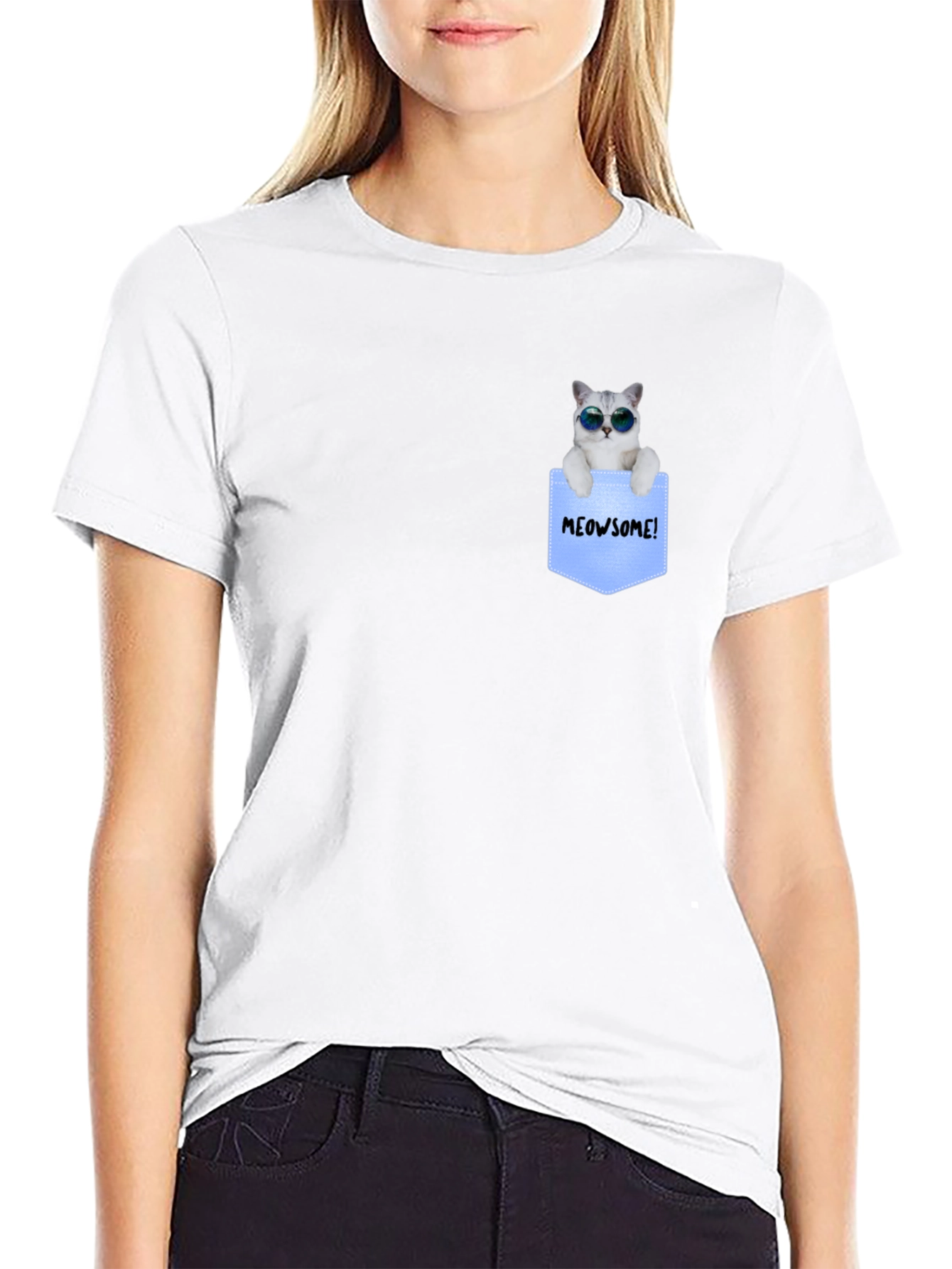 Cool Cat Pocket T-Shirt - Meowsome!