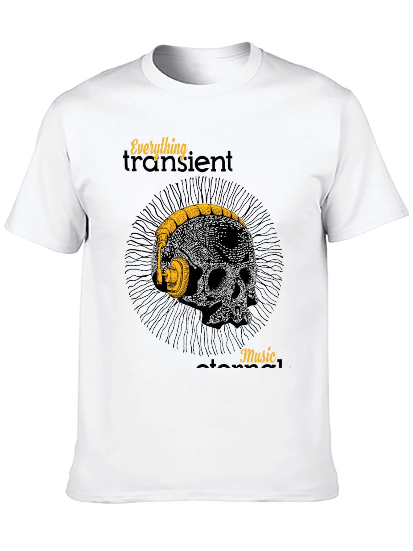 Skull Headphones Graphic T-Shirt - Mens Black Tee
