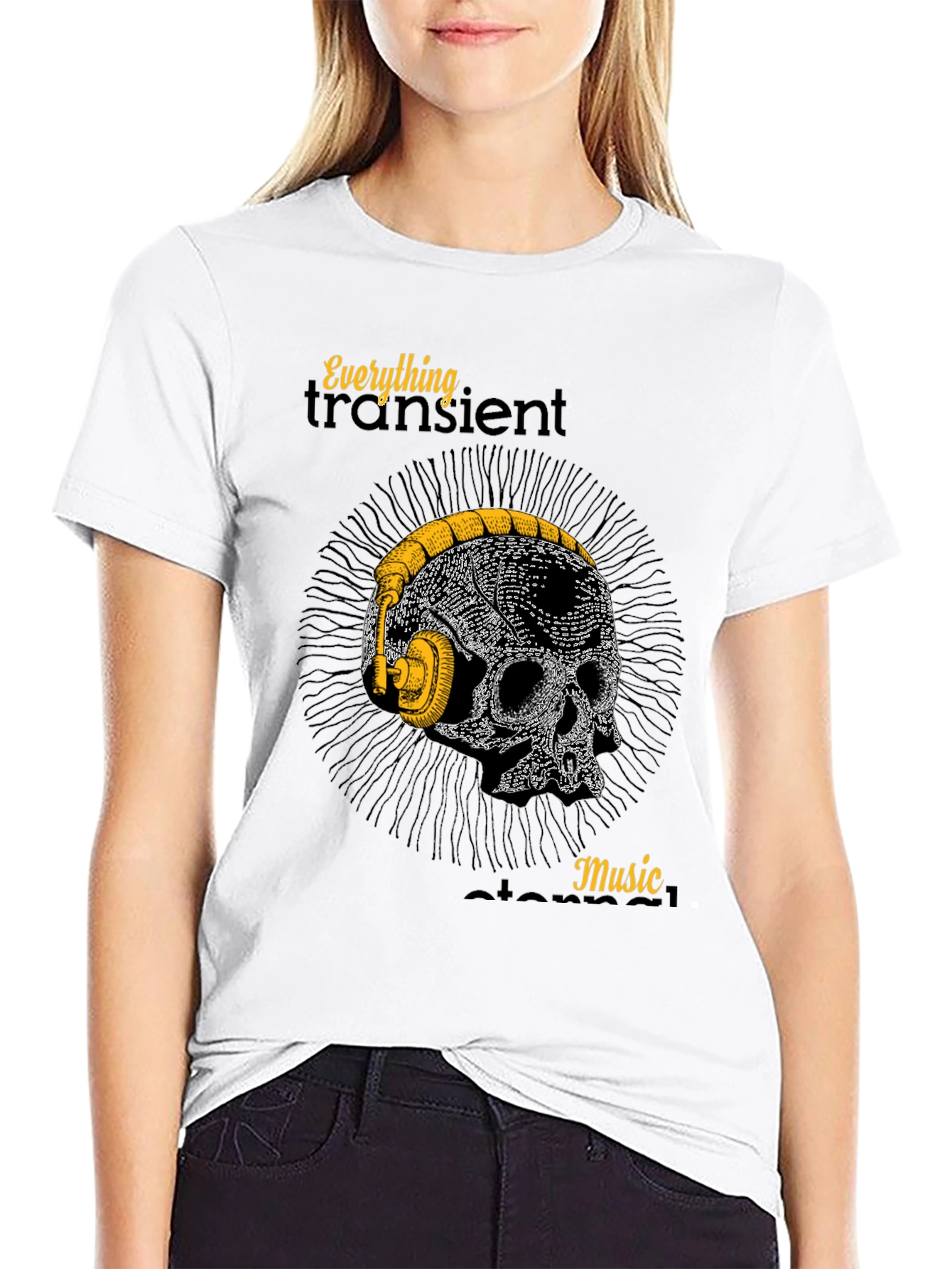 Skull Headphones Graphic T-Shirt - Mens Black Tee