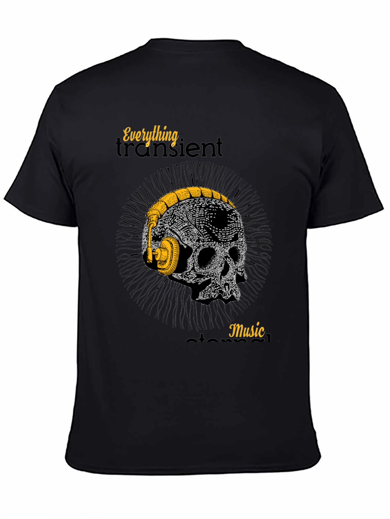 Skull Headphones Graphic T-Shirt - Mens Black Tee