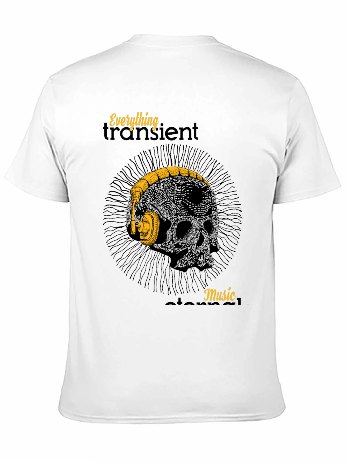 Skull Headphones Graphic T-Shirt - Mens Black Tee
