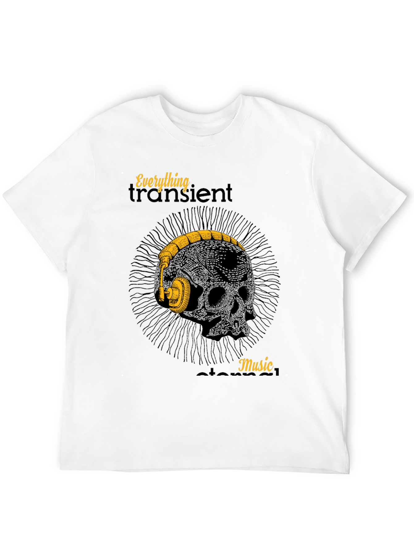 Skull Headphones Graphic T-Shirt - Mens Black Tee