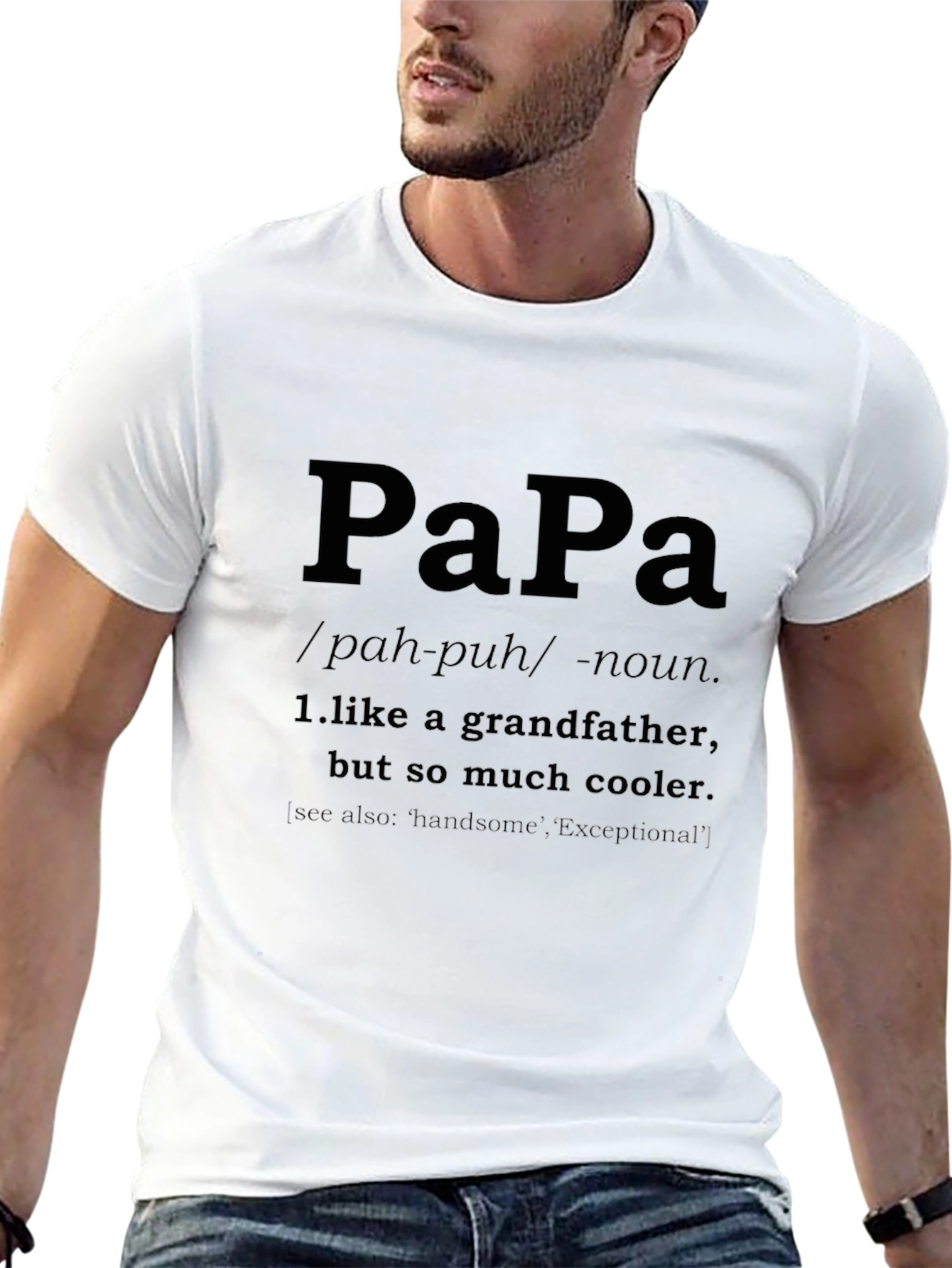Papa Definition Black T-Shirt - Cool Grandfather Gift