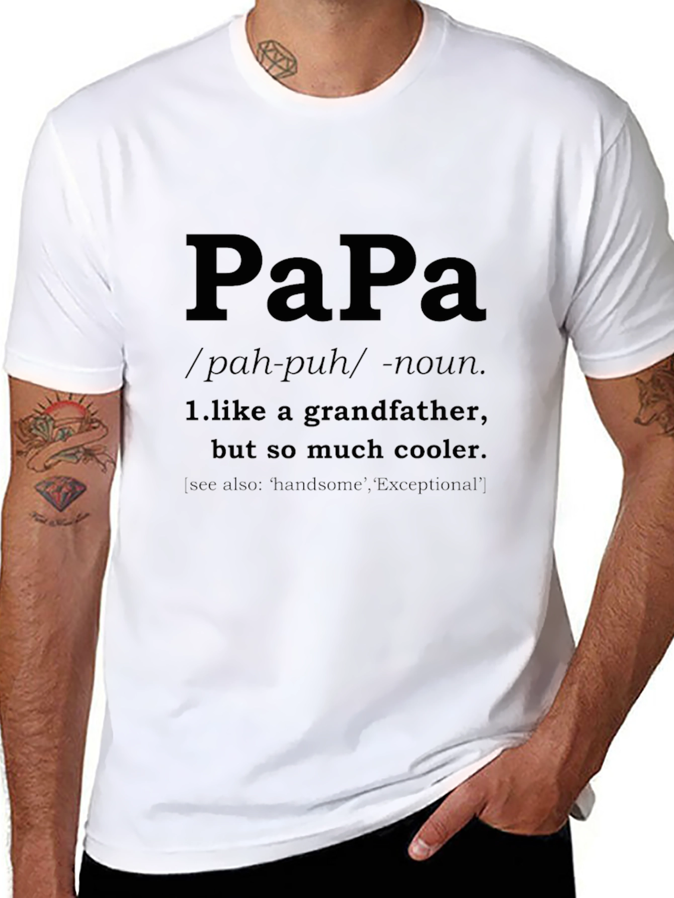 Papa Definition Black T-Shirt - Cool Grandfather Gift