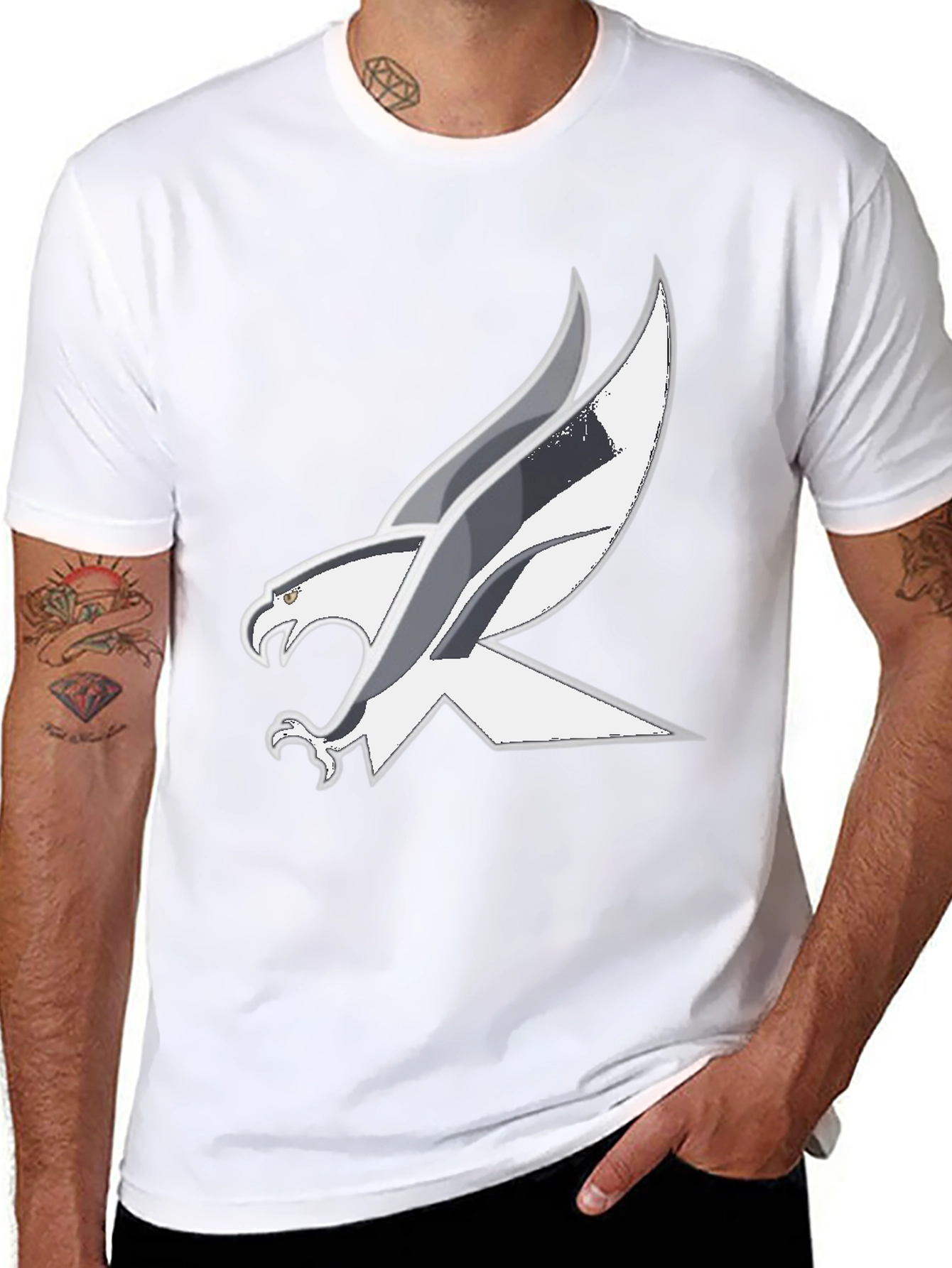 Black T-Shirt with Bold Eagle Graphic
