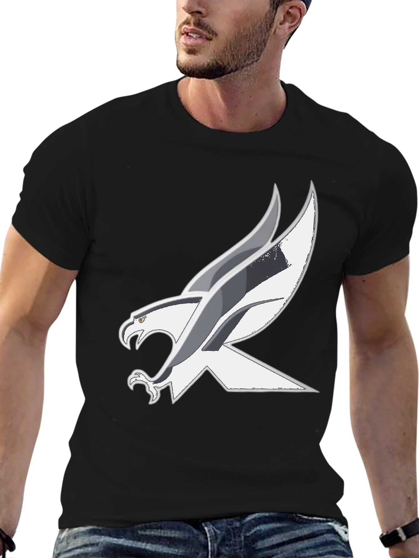 Black T-Shirt with Bold Eagle Graphic