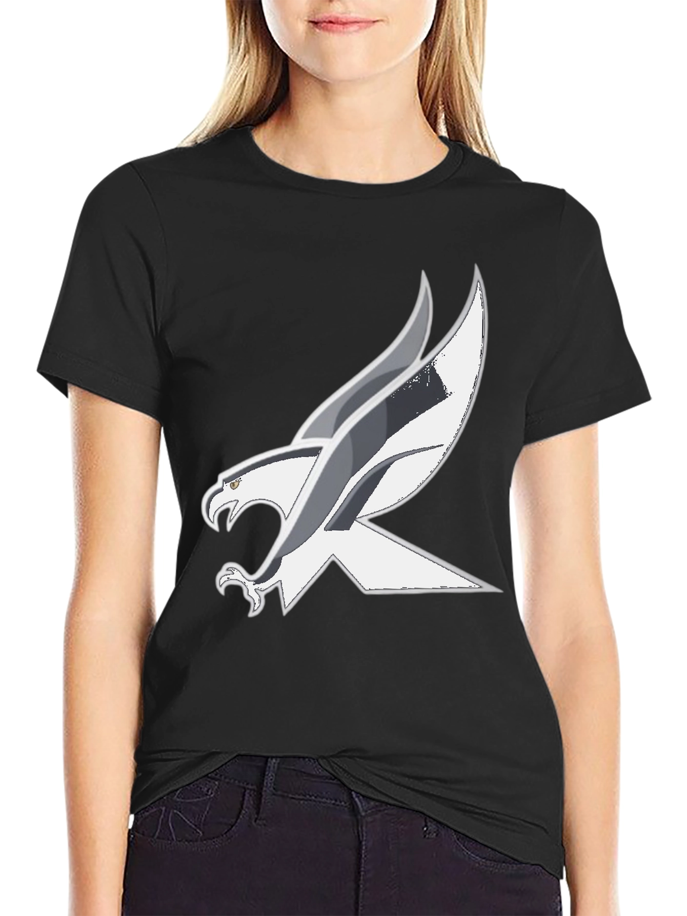 Black T-Shirt with Bold Eagle Graphic