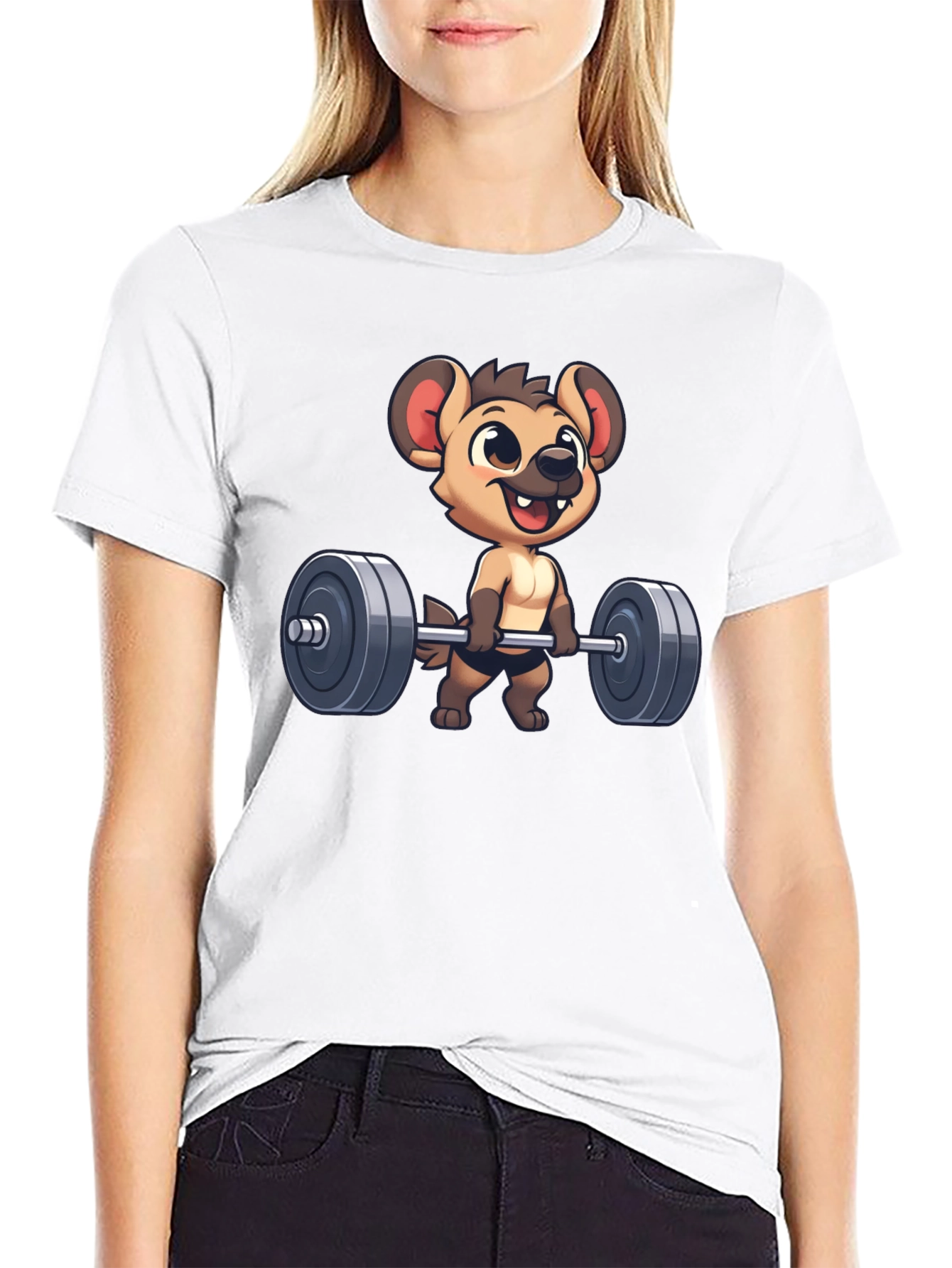 Hyena Lifting Weights Black T-Shirt